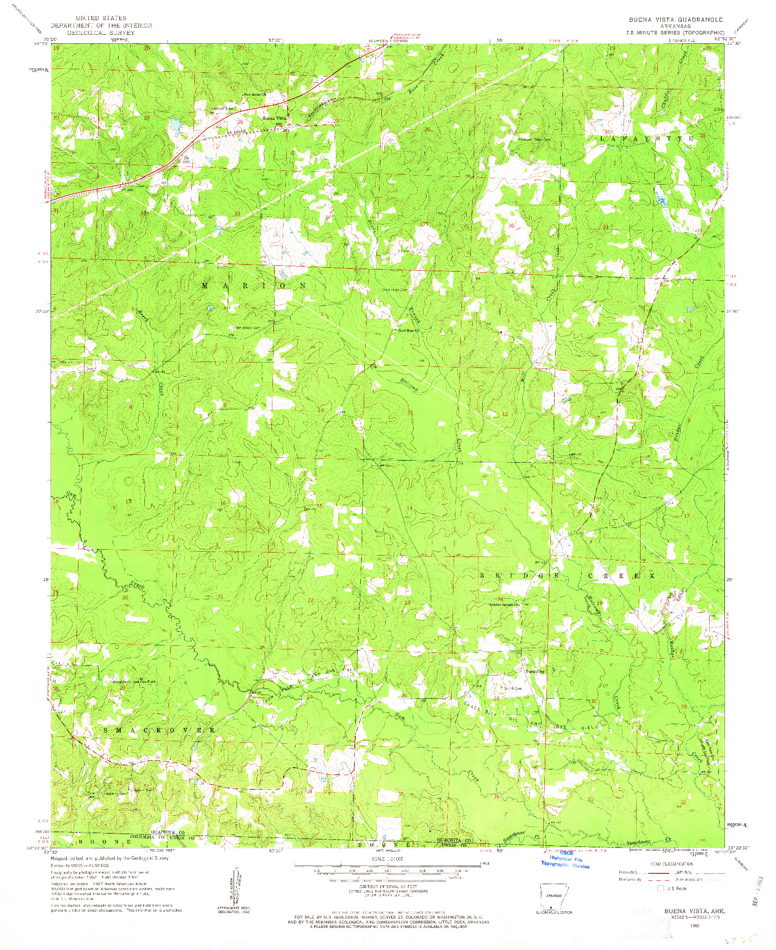 USGS 1:24000-SCALE QUADRANGLE FOR BUENA VISTA, AR 1962