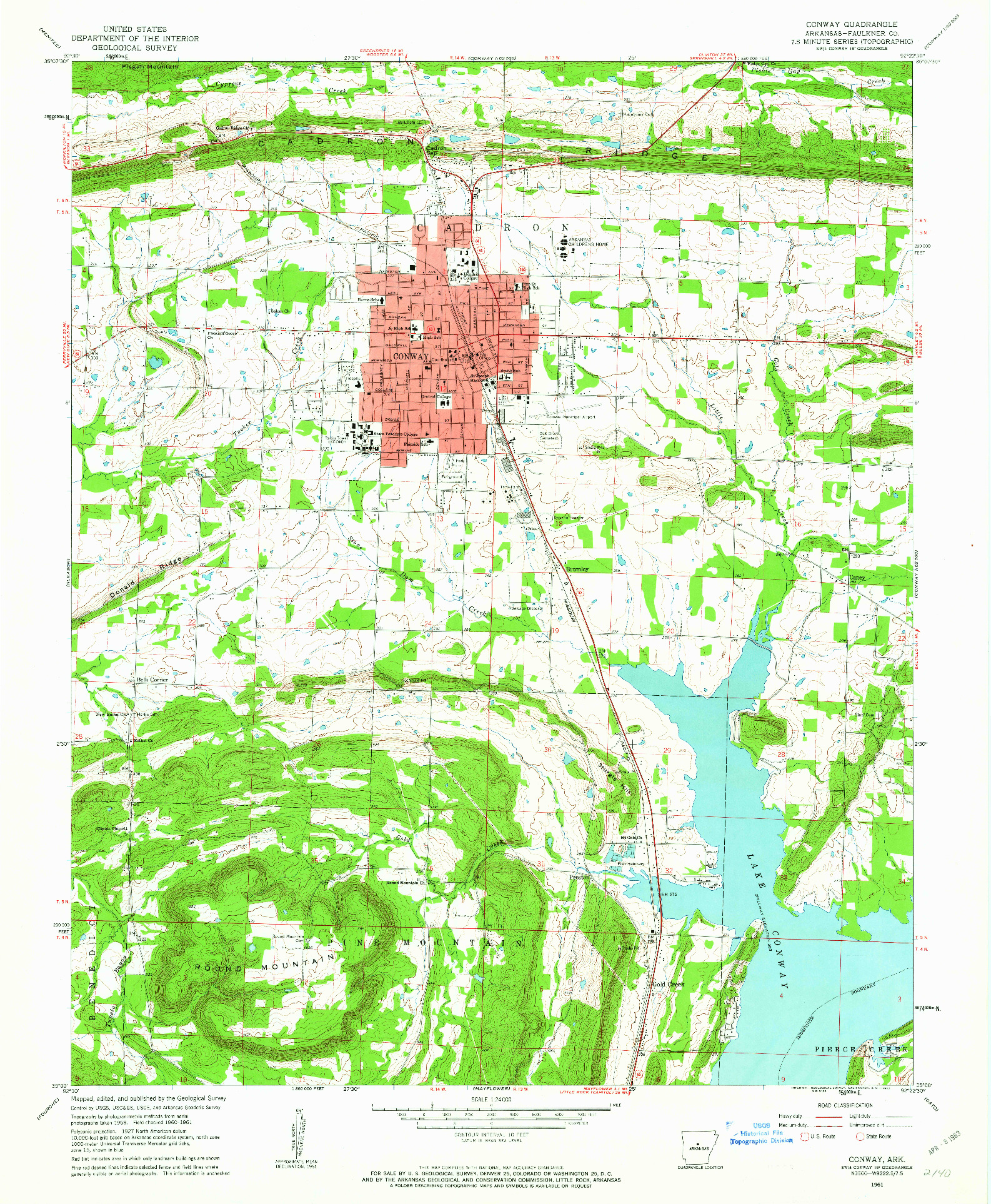 USGS 1:24000-SCALE QUADRANGLE FOR CONWAY, AR 1961