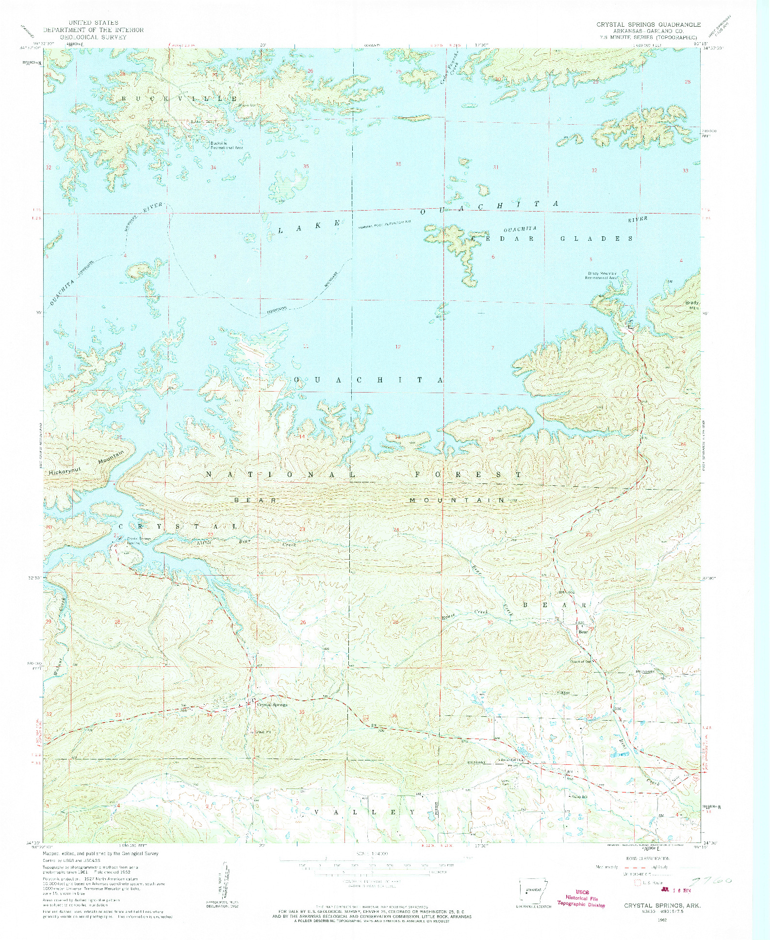 USGS 1:24000-SCALE QUADRANGLE FOR CRYSTAL SPRINGS, AR 1962