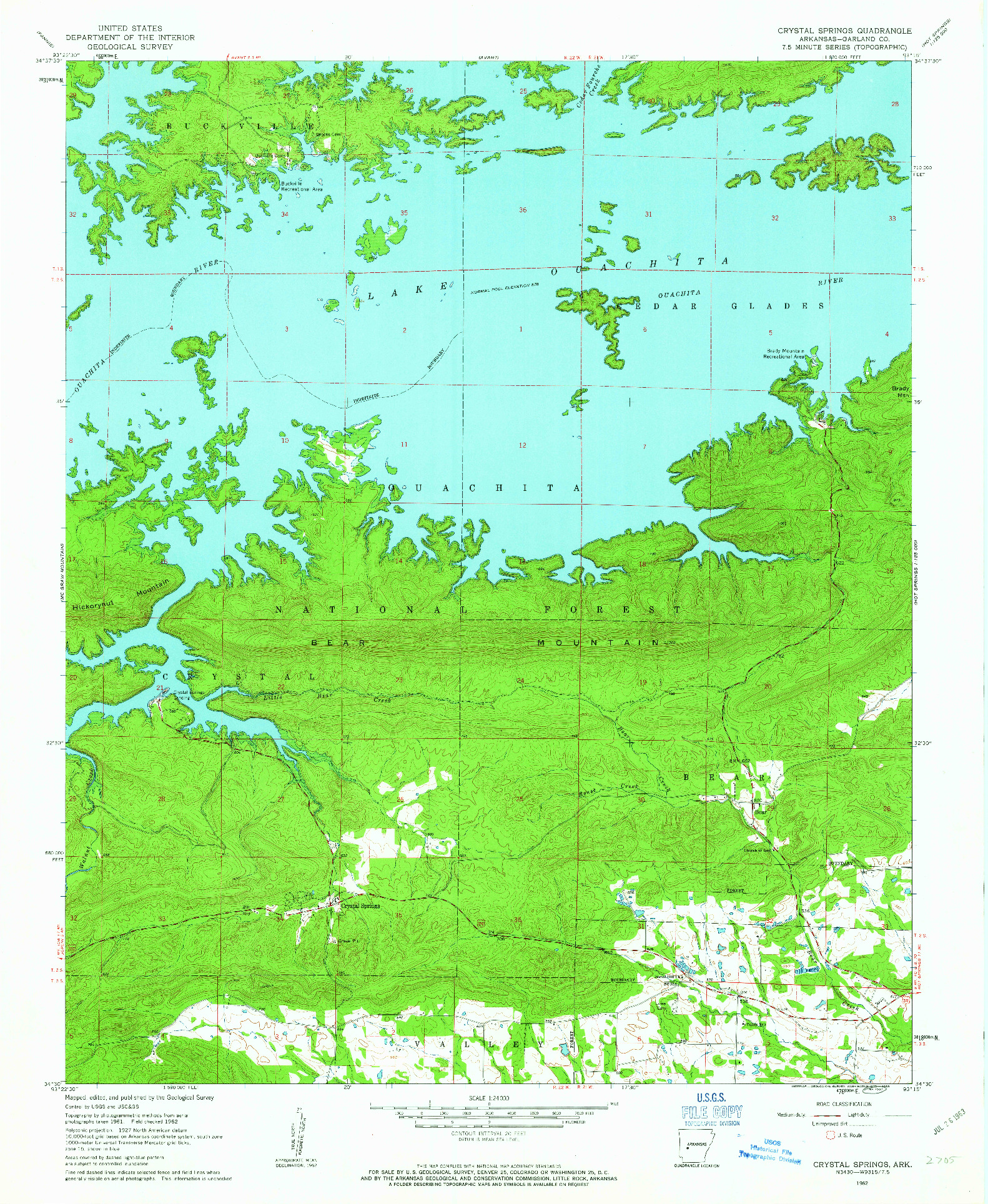 USGS 1:24000-SCALE QUADRANGLE FOR CRYSTAL SPRINGS, AR 1962