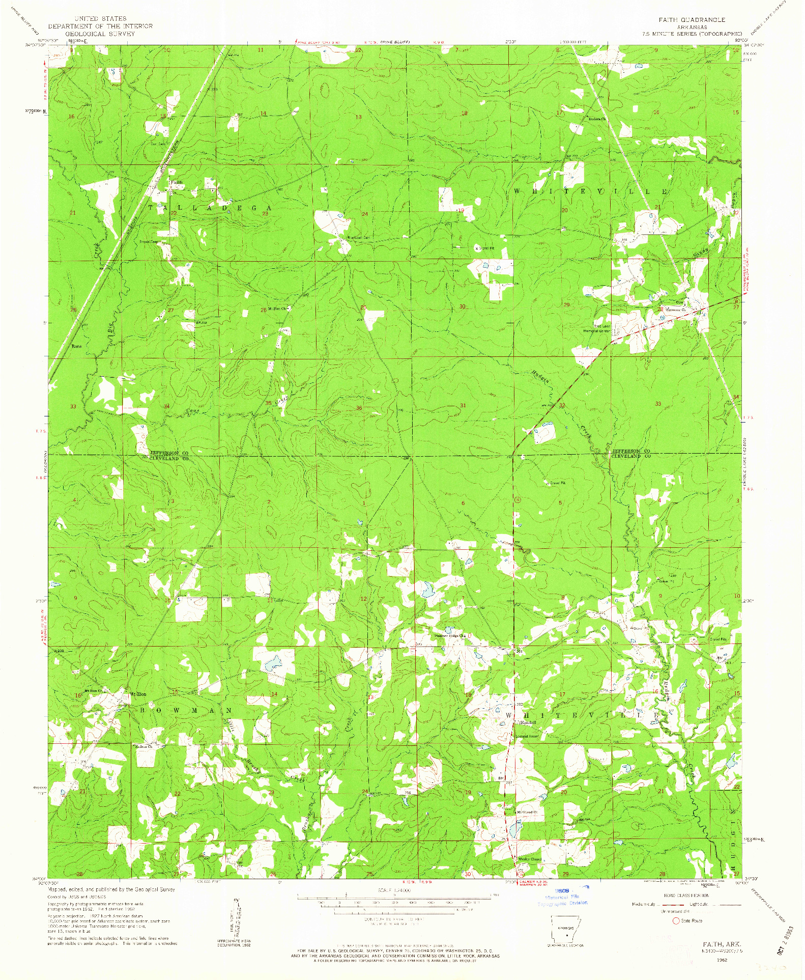 USGS 1:24000-SCALE QUADRANGLE FOR FAITH, AR 1962