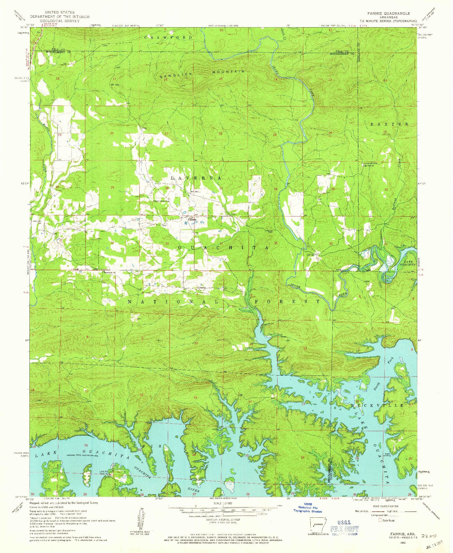 USGS 1:24000-SCALE QUADRANGLE FOR FANNIE, AR 1962