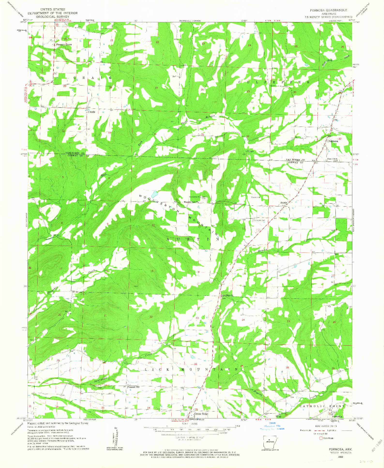 USGS 1:24000-SCALE QUADRANGLE FOR FORMOSA, AR 1962