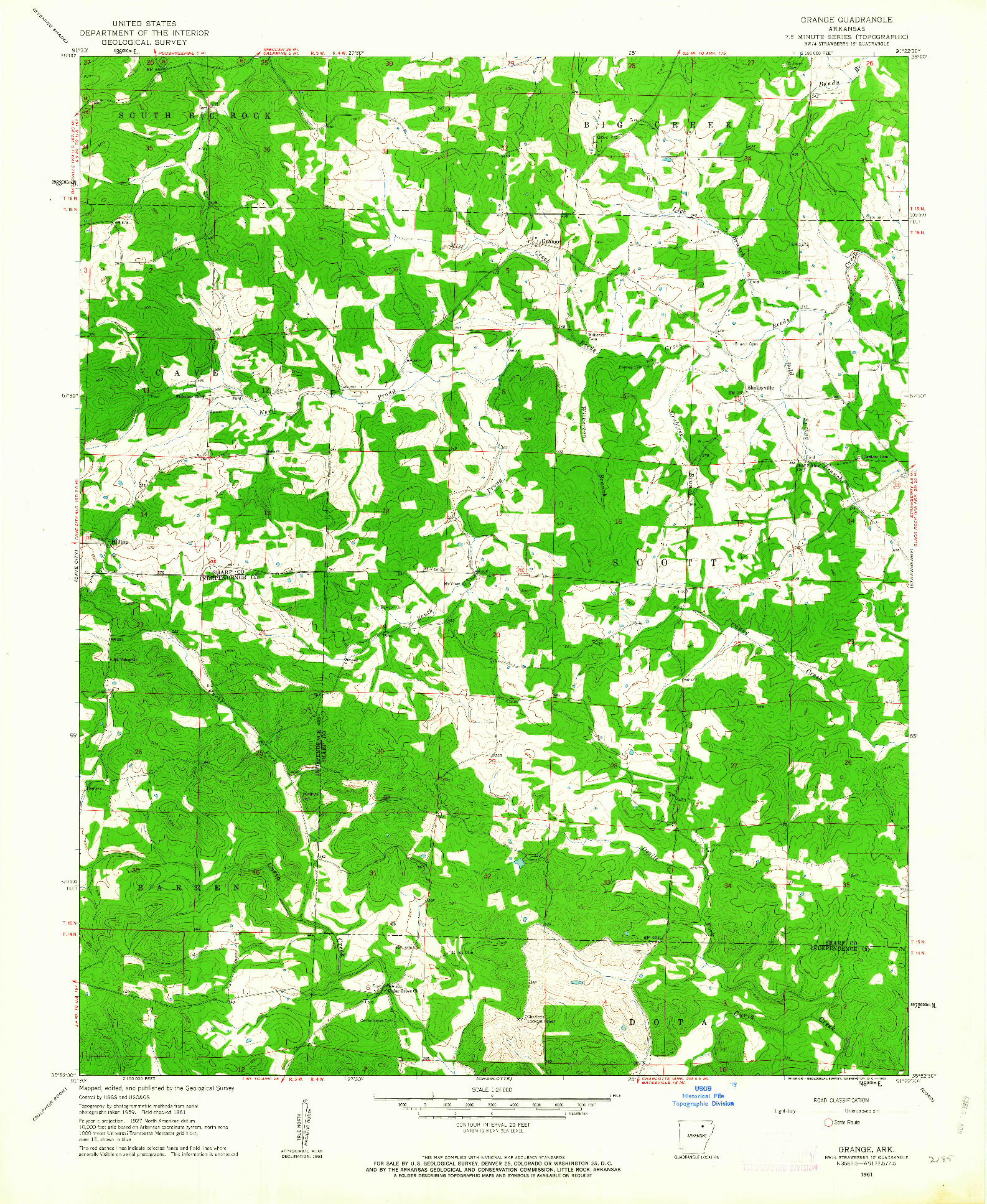 USGS 1:24000-SCALE QUADRANGLE FOR GRANGE, AR 1961