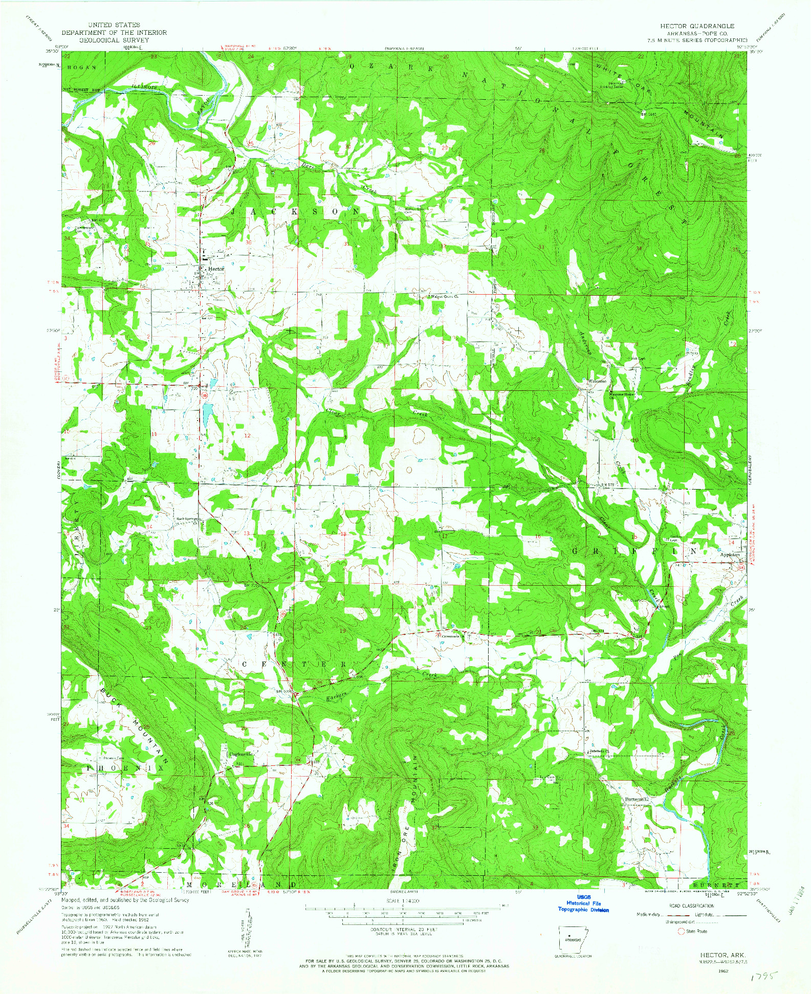 USGS 1:24000-SCALE QUADRANGLE FOR HECTOR, AR 1962