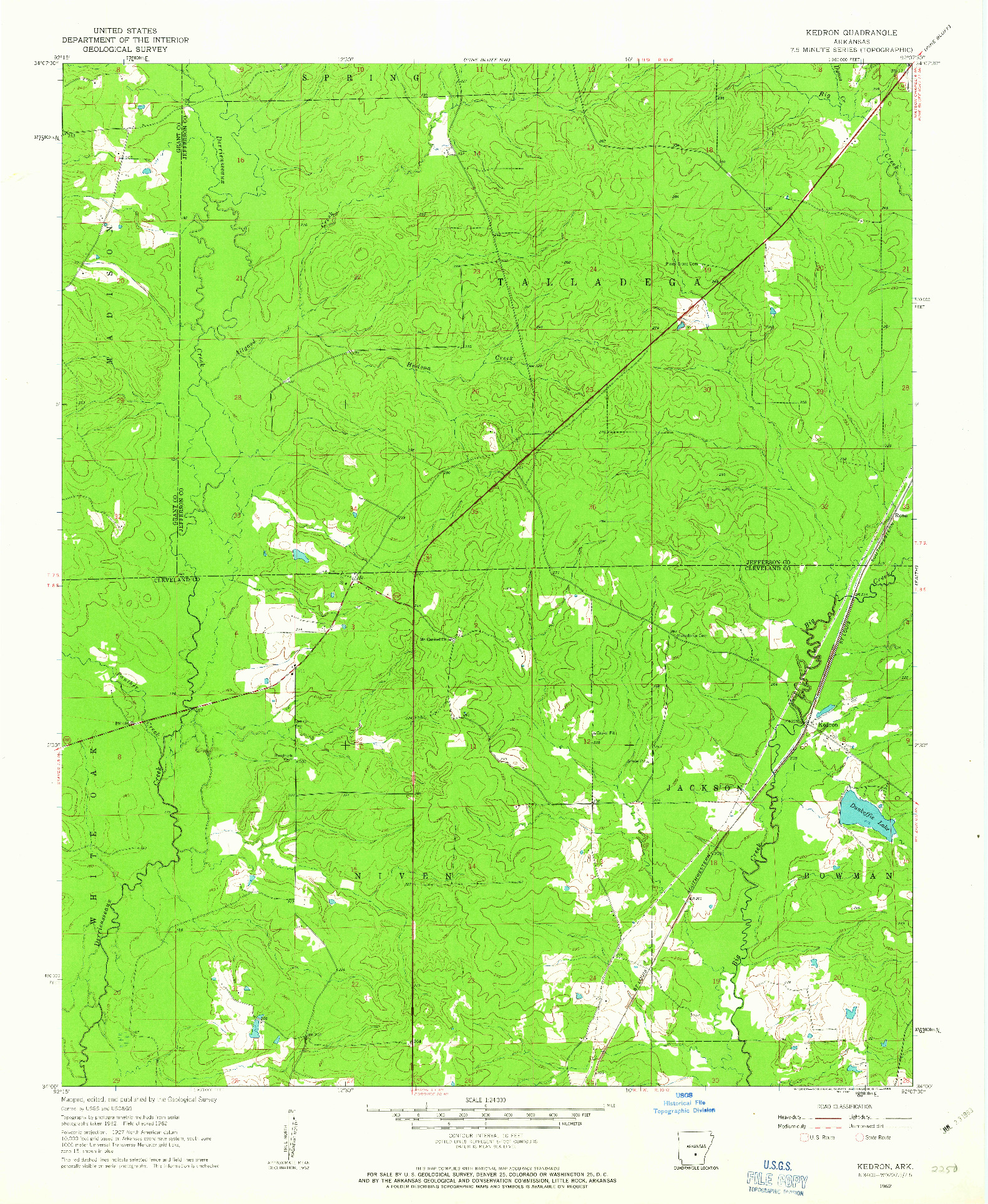 USGS 1:24000-SCALE QUADRANGLE FOR KEDRON, AR 1962