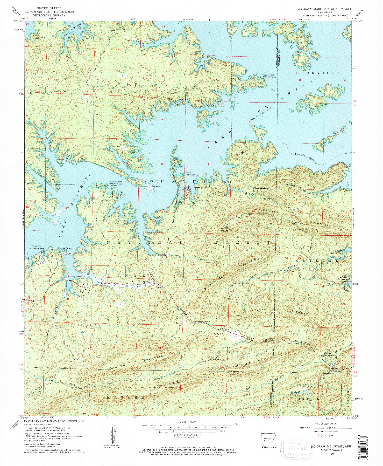 USGS 1:24000-SCALE QUADRANGLE FOR MC GRAW MOUNTAIN, AR 1962