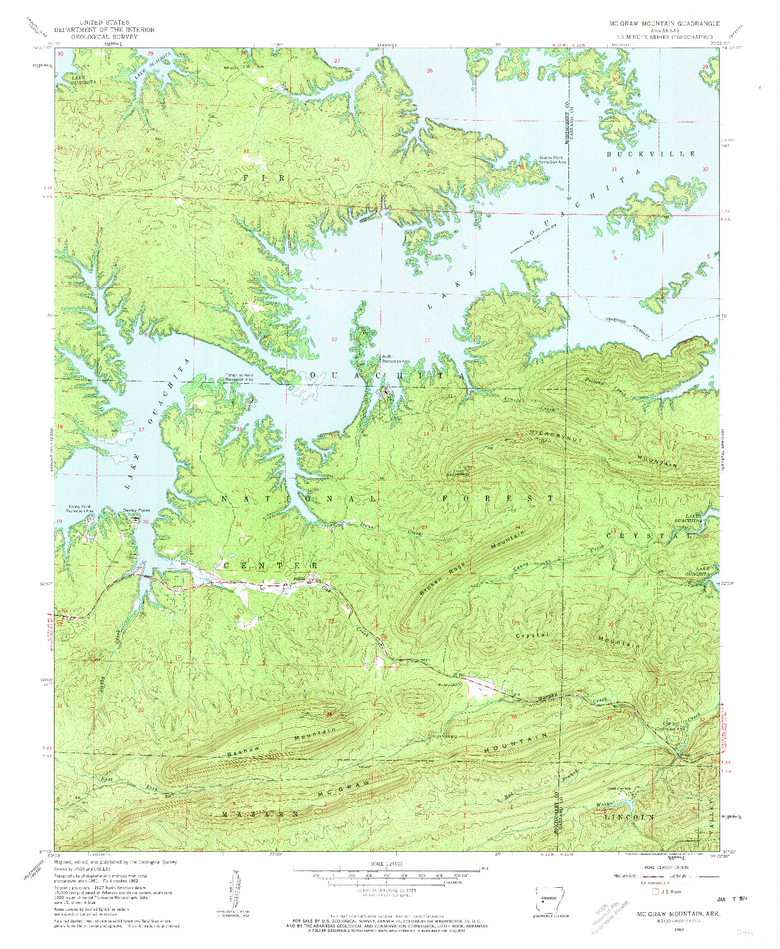 USGS 1:24000-SCALE QUADRANGLE FOR MC GRAW MOUNTAIN, AR 1962