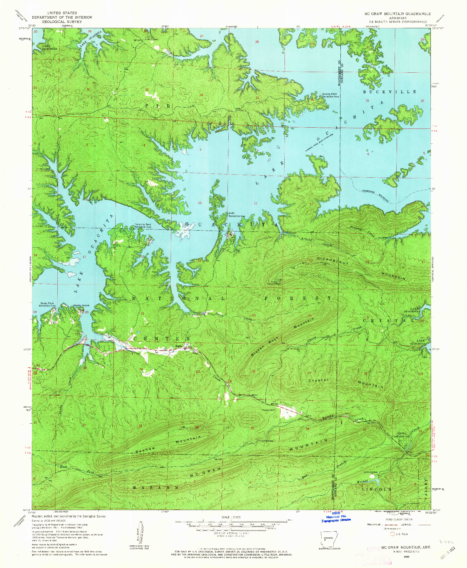 USGS 1:24000-SCALE QUADRANGLE FOR MC GRAW MOUNTAIN, AR 1962