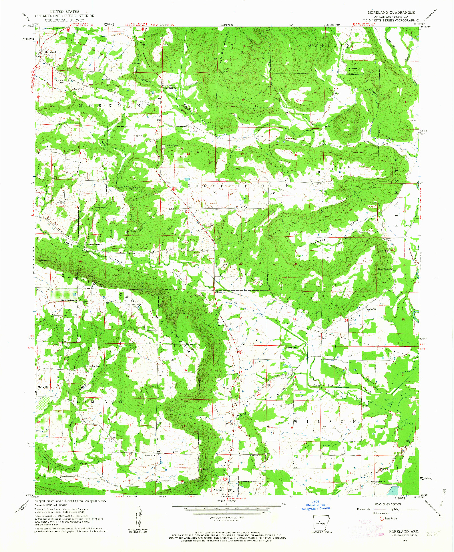 USGS 1:24000-SCALE QUADRANGLE FOR MORELAND, AR 1962