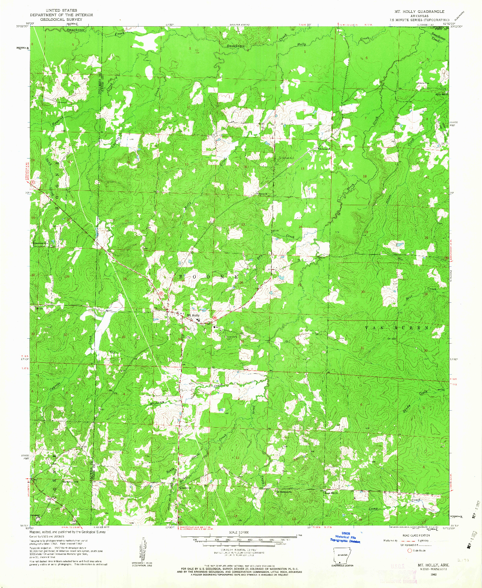 USGS 1:24000-SCALE QUADRANGLE FOR MT HOLLY, AR 1962