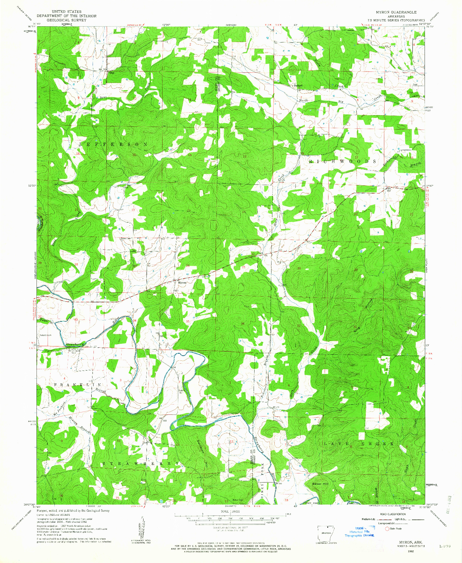 USGS 1:24000-SCALE QUADRANGLE FOR MYRON, AR 1962