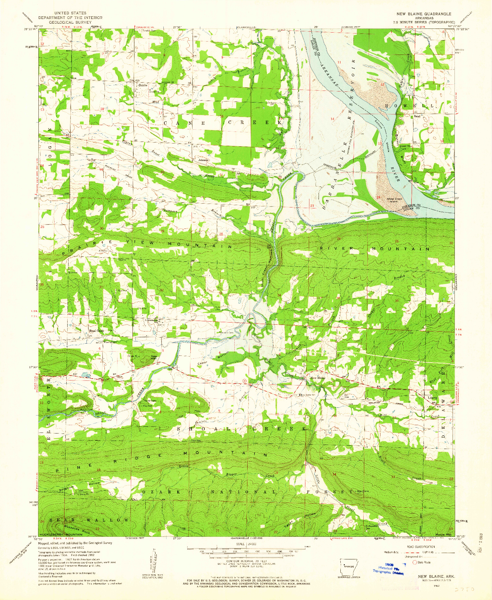 USGS 1:24000-SCALE QUADRANGLE FOR NEW BLAINE, AR 1962