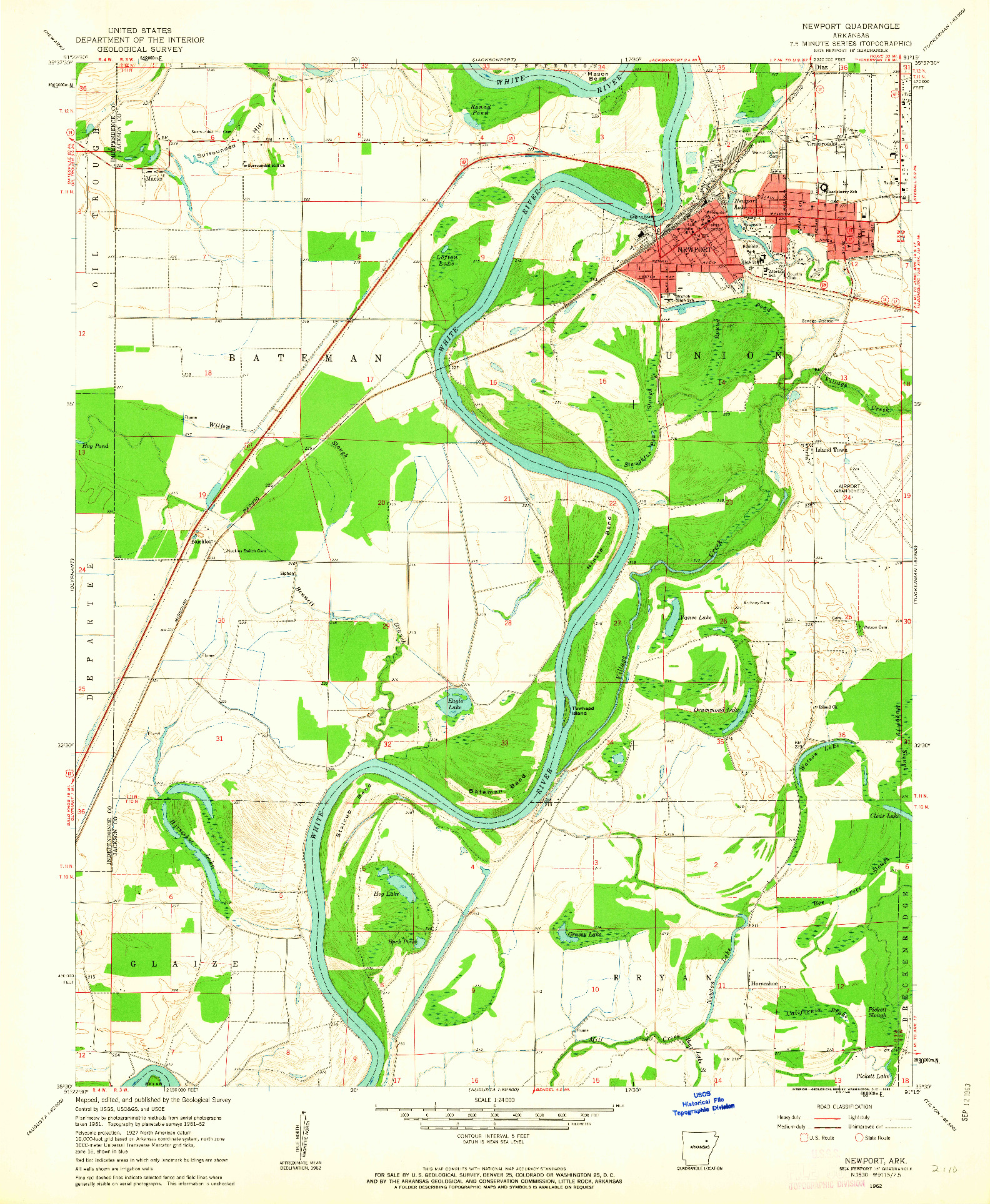 USGS 1:24000-SCALE QUADRANGLE FOR NEWPORT, AR 1962