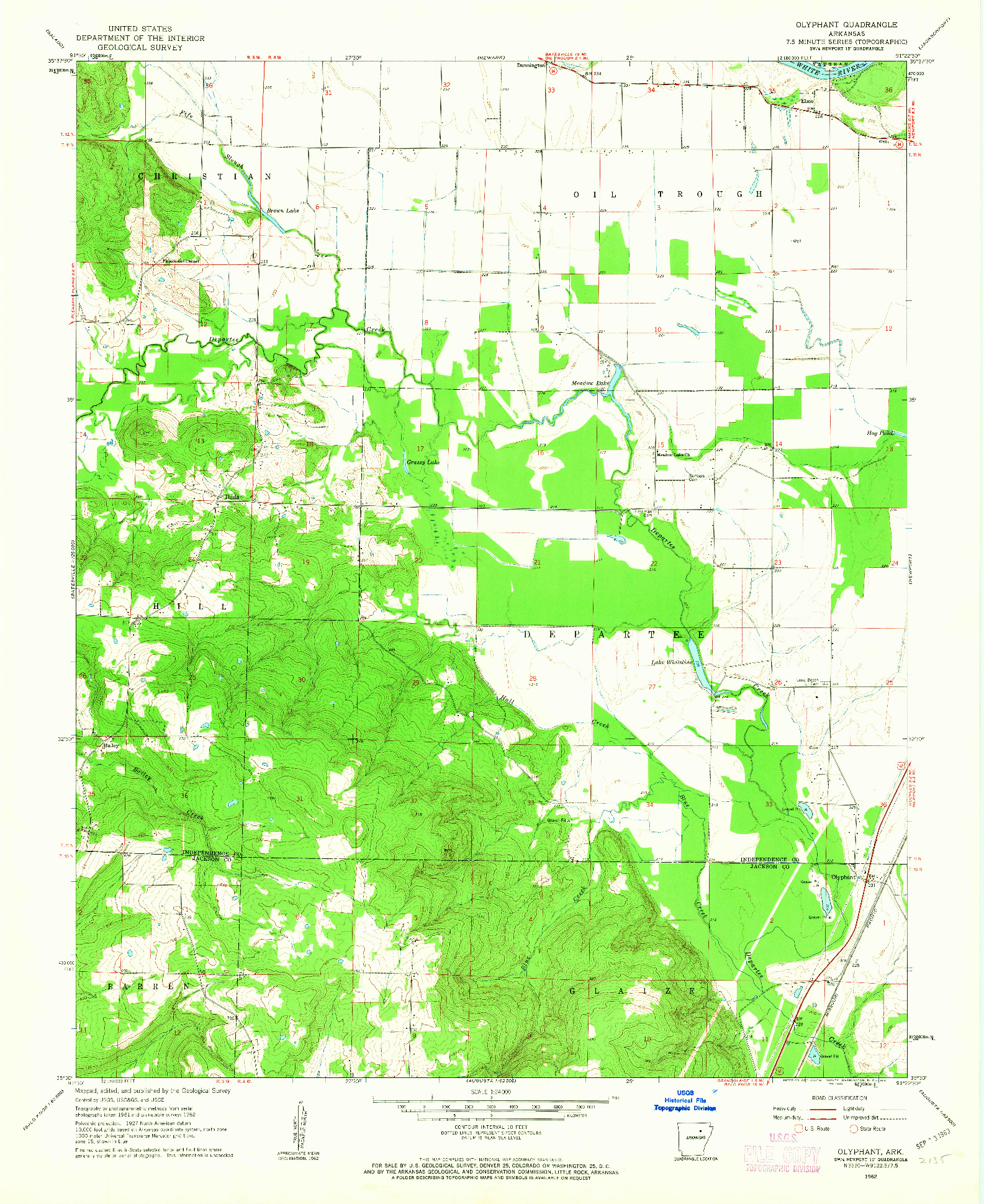 USGS 1:24000-SCALE QUADRANGLE FOR OLYPHANT, AR 1962