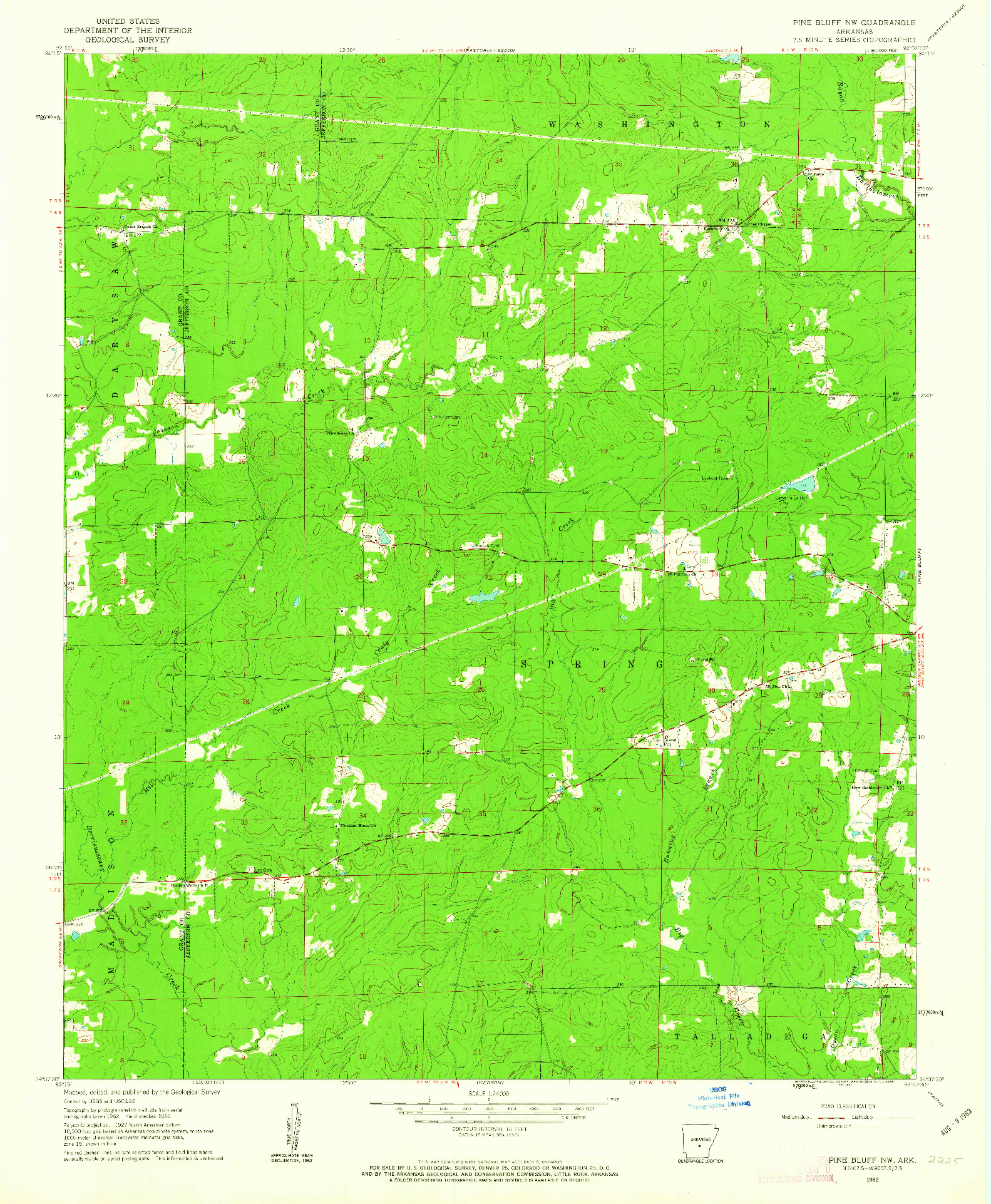 USGS 1:24000-SCALE QUADRANGLE FOR PINE BLUFF NW, AR 1962