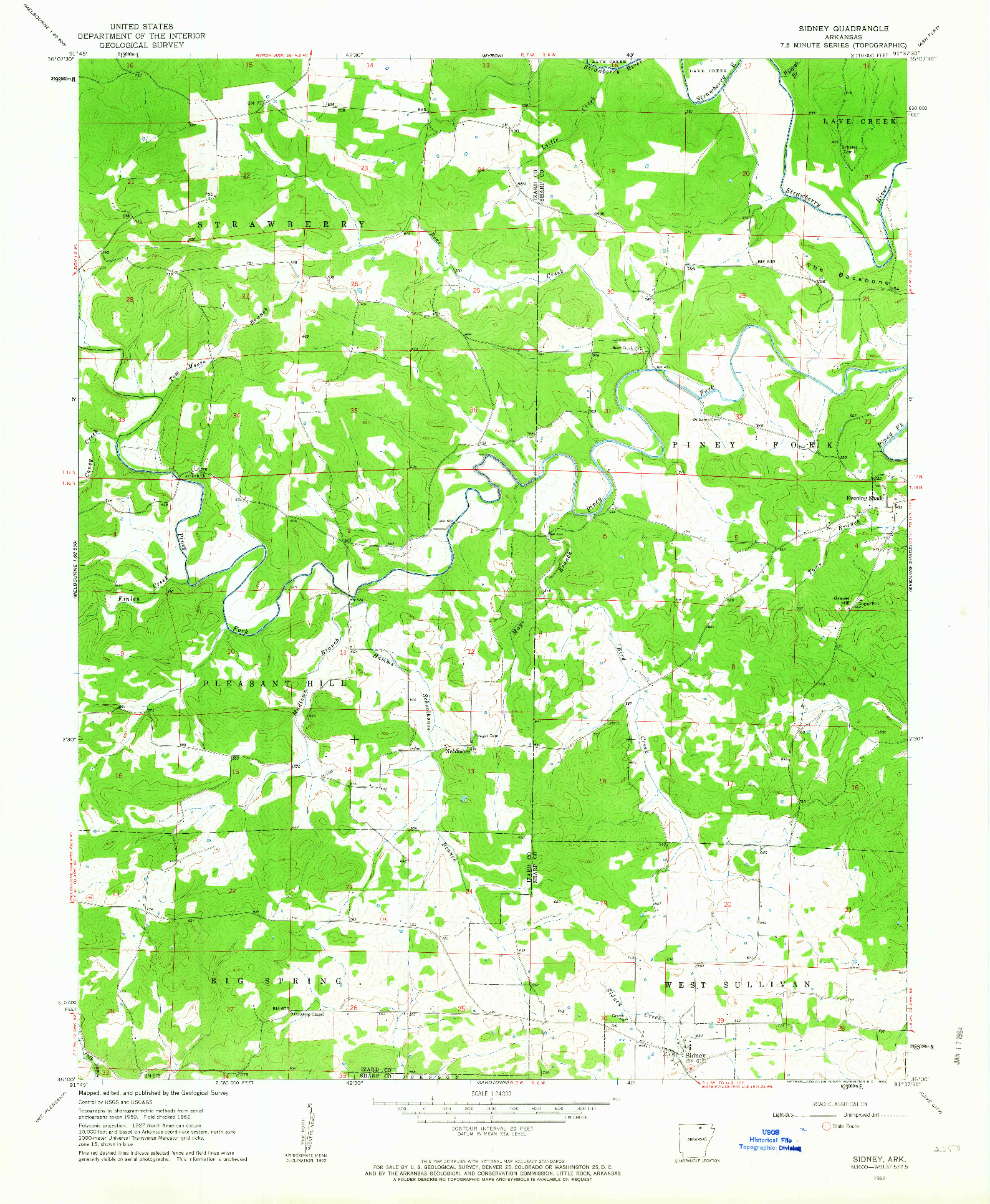 USGS 1:24000-SCALE QUADRANGLE FOR SIDNEY, AR 1962