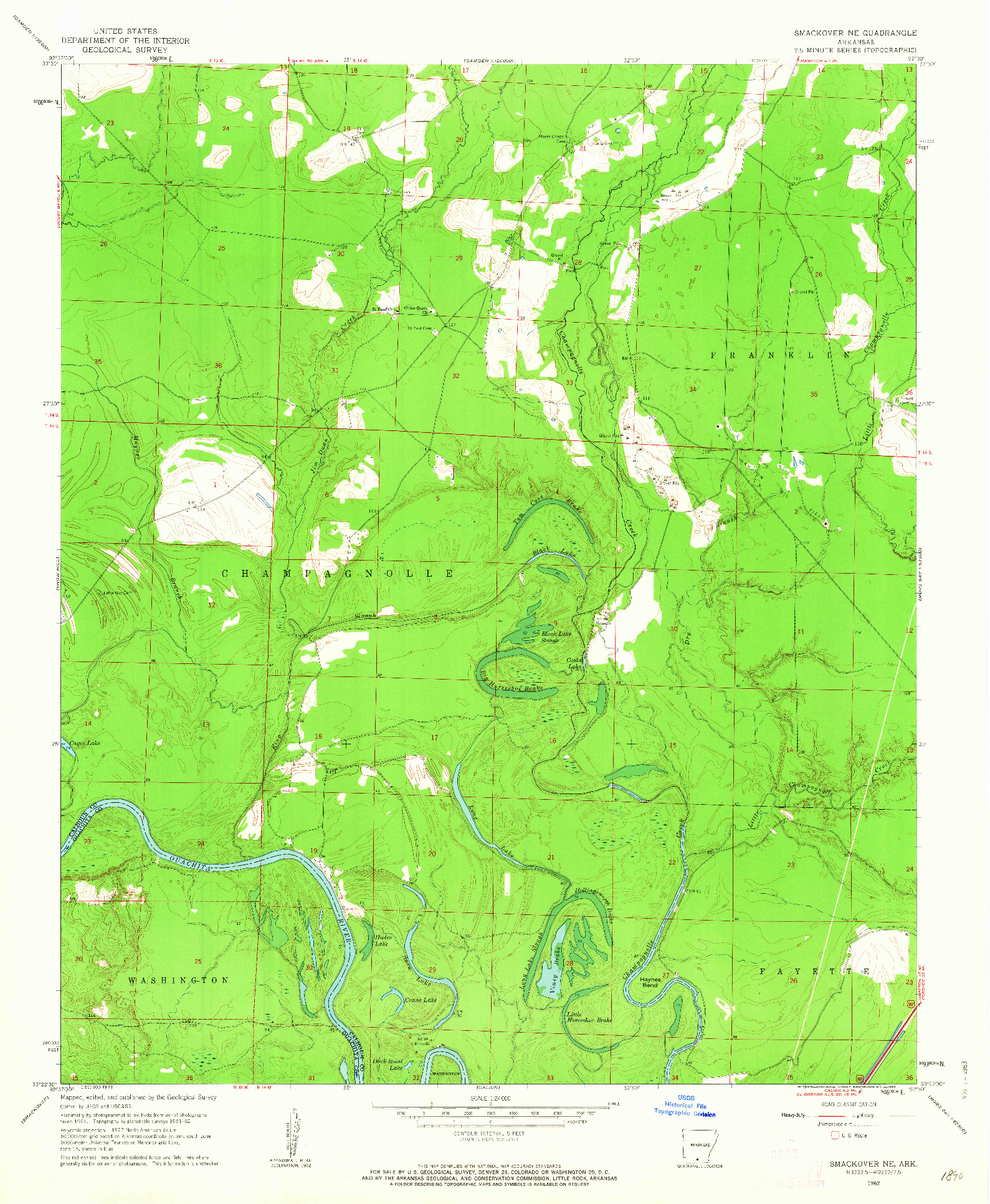 USGS 1:24000-SCALE QUADRANGLE FOR SMACKOVER NE, AR 1962