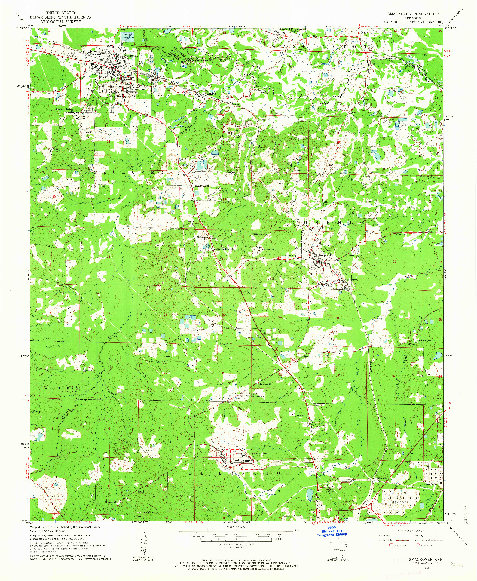 USGS 1:24000-SCALE QUADRANGLE FOR SMACKOVER, AR 1962