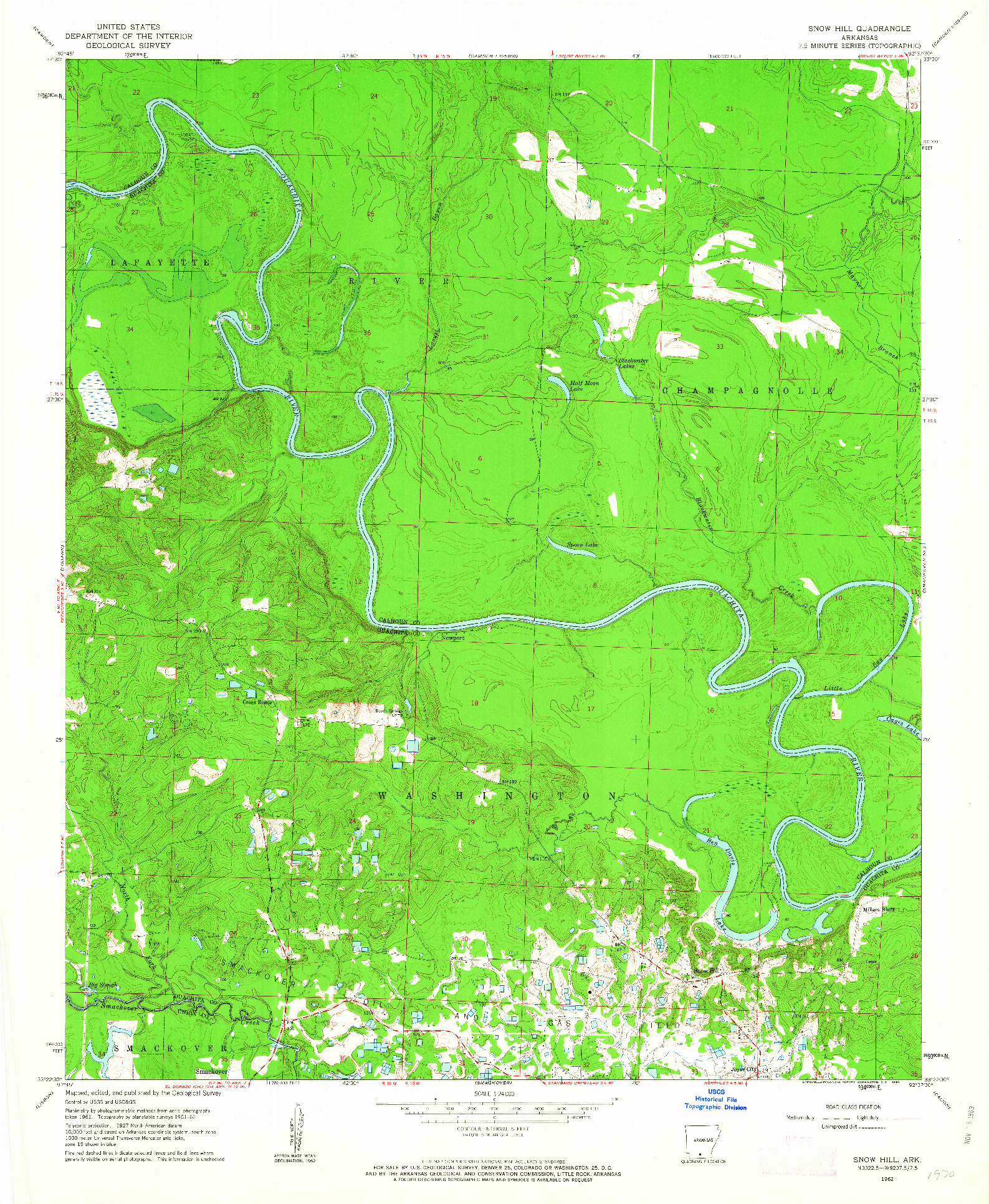 USGS 1:24000-SCALE QUADRANGLE FOR SNOW HILL, AR 1962