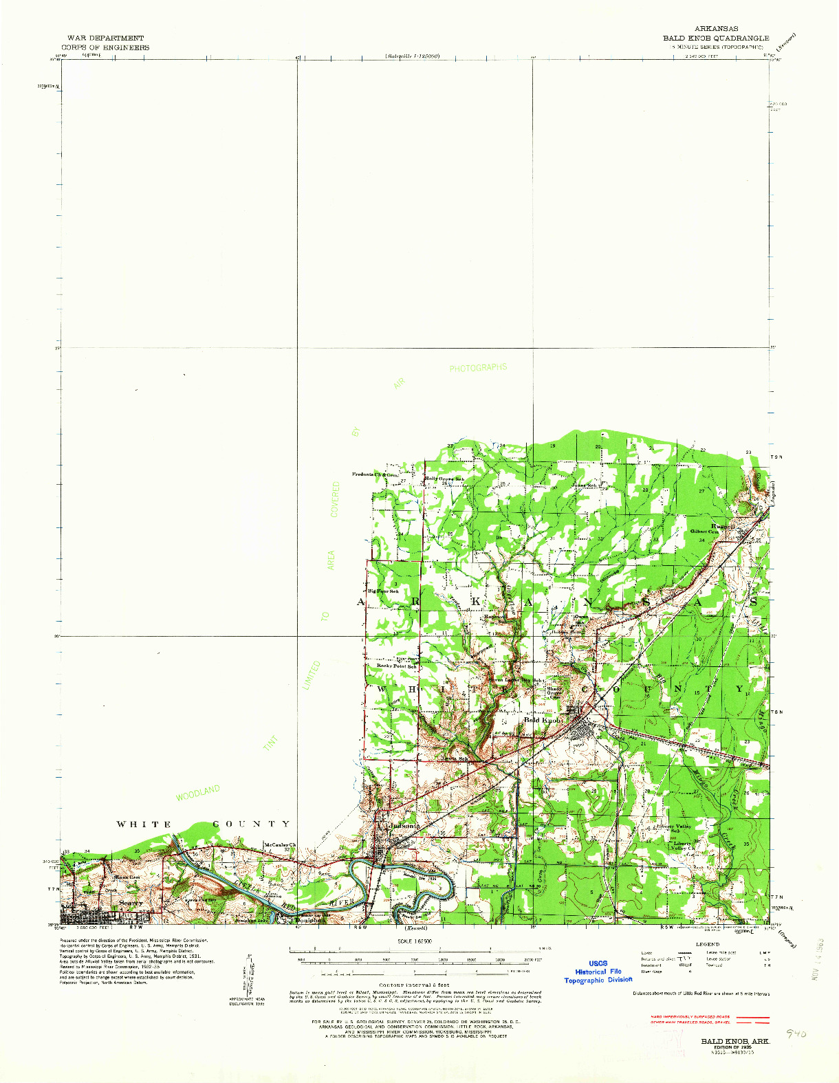 USGS 1:62500-SCALE QUADRANGLE FOR BALD KNOB, AR 1935