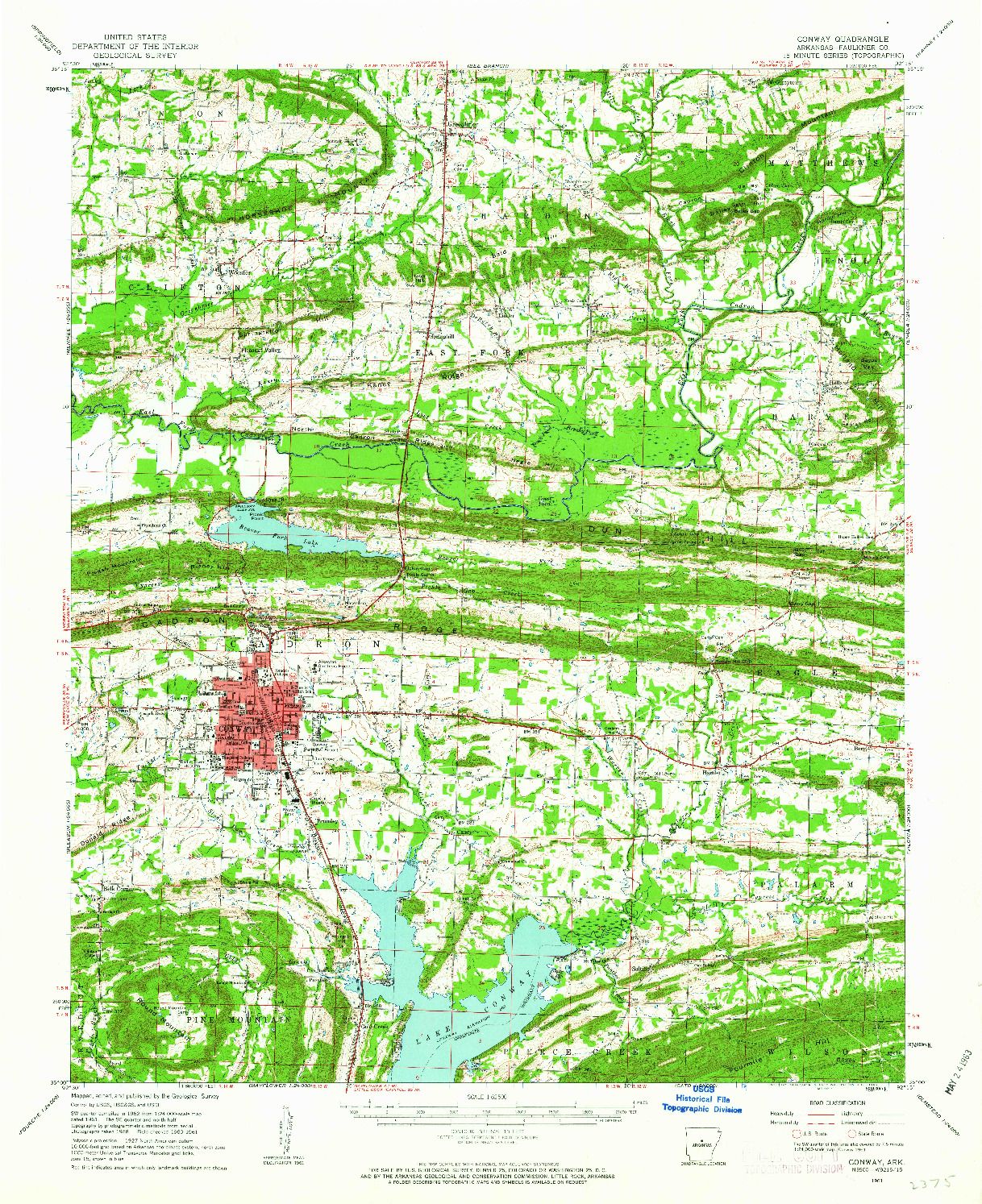 USGS 1:62500-SCALE QUADRANGLE FOR CONWAY, AR 1961