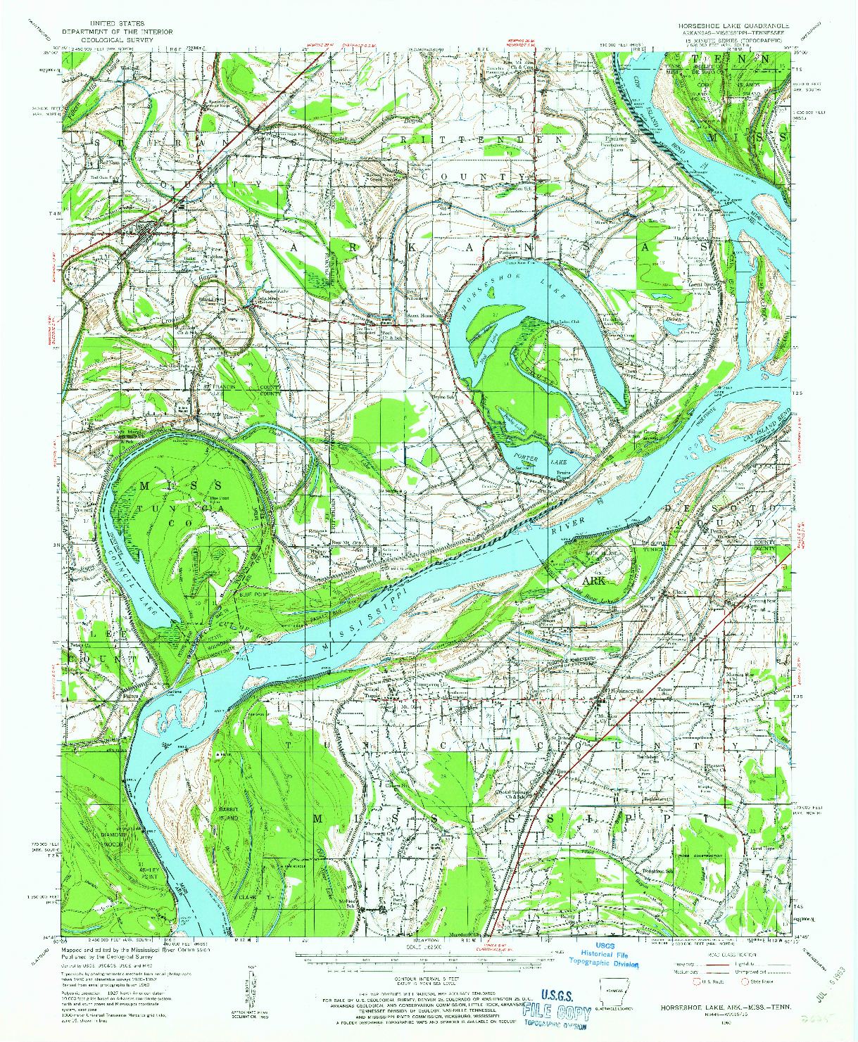 USGS 1:62500-SCALE QUADRANGLE FOR HORSESHOE LAKE, AR 1960