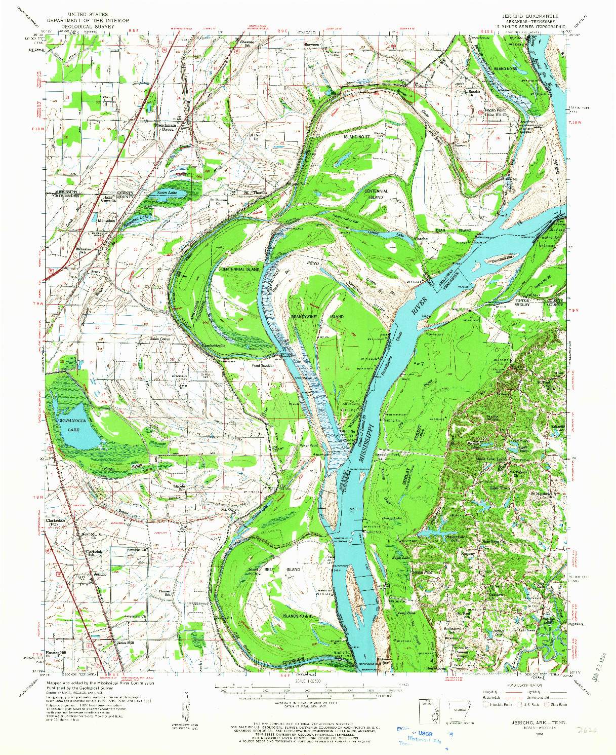 USGS 1:62500-SCALE QUADRANGLE FOR JERICHO, AR 1961