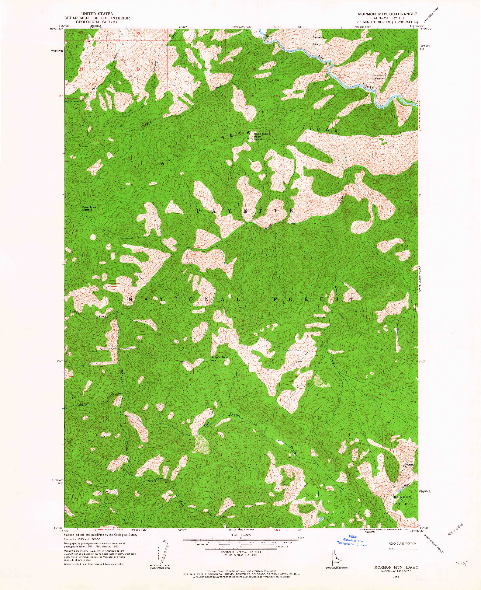 USGS 1:24000-SCALE QUADRANGLE FOR MORMON MTN, ID 1962