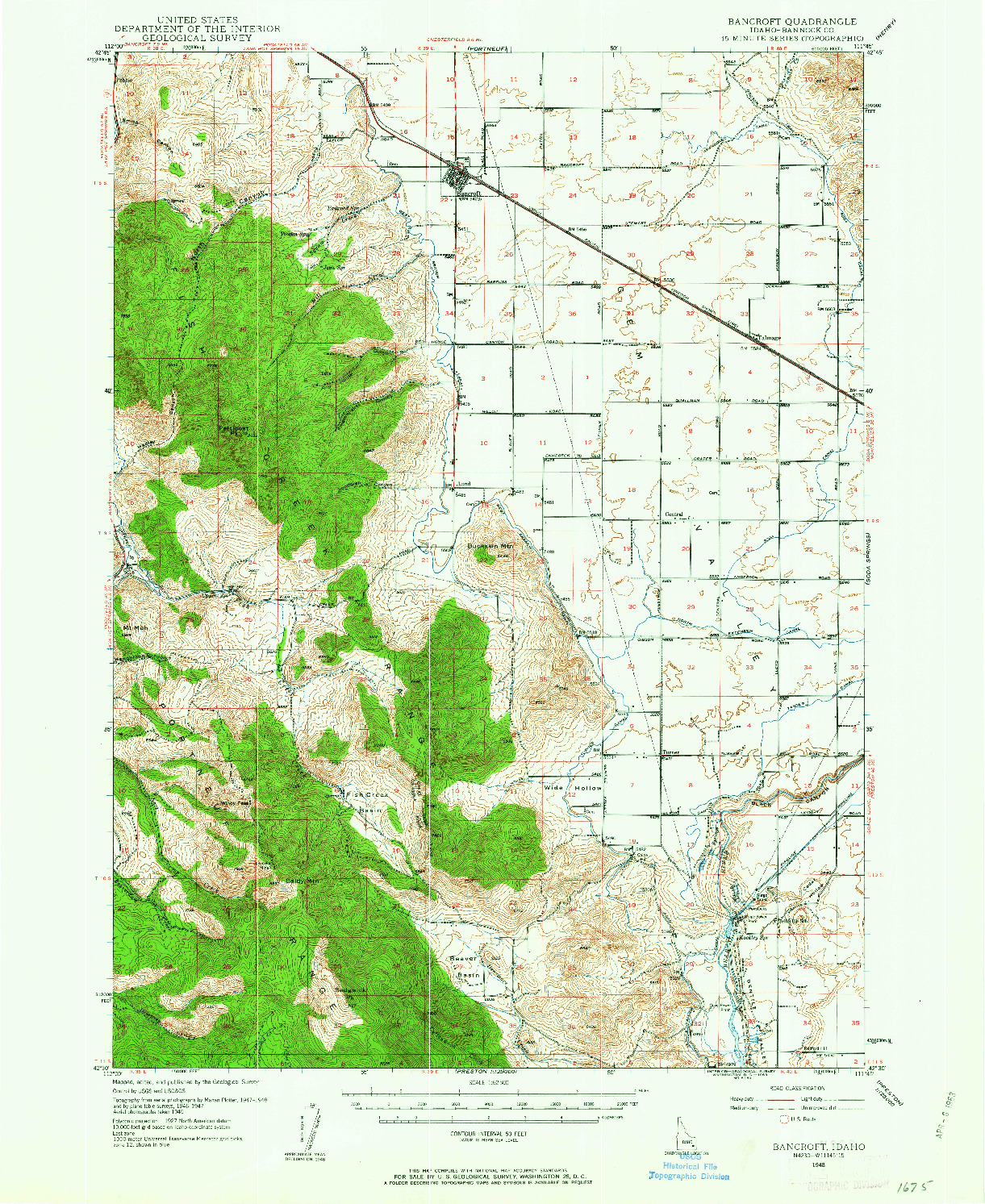 USGS 1:62500-SCALE QUADRANGLE FOR BANCROFT, ID 1948