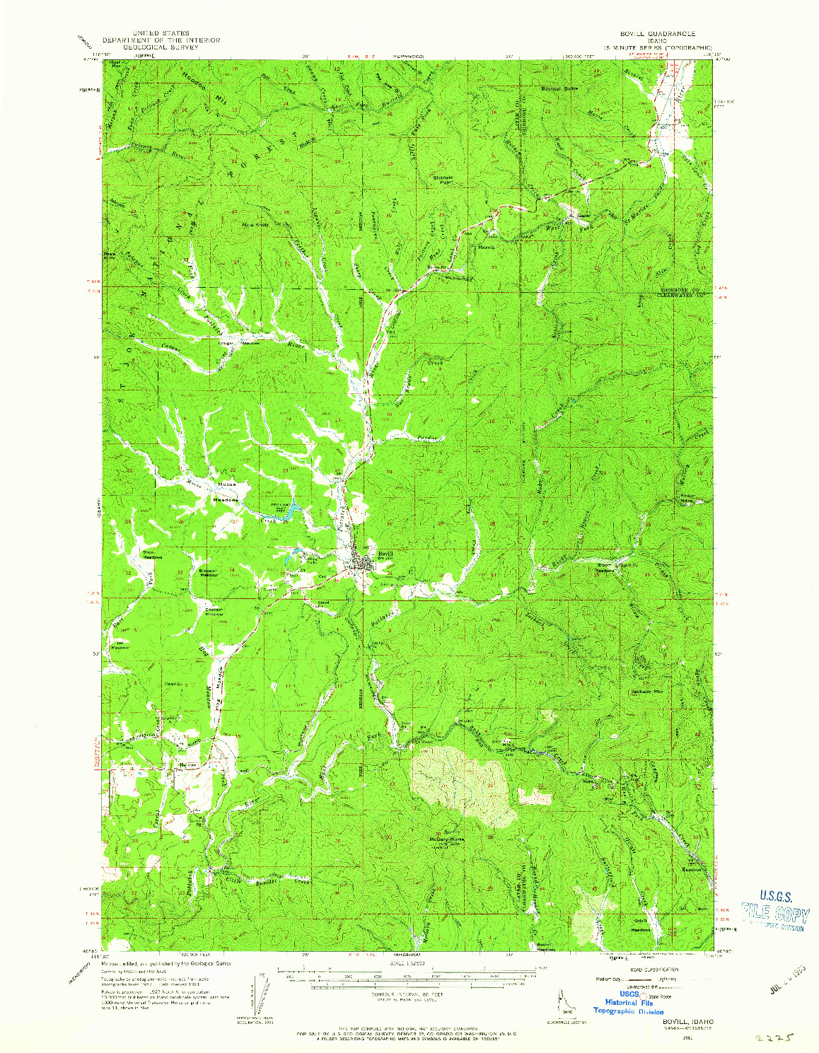 USGS 1:62500-SCALE QUADRANGLE FOR BOVILL, ID 1961