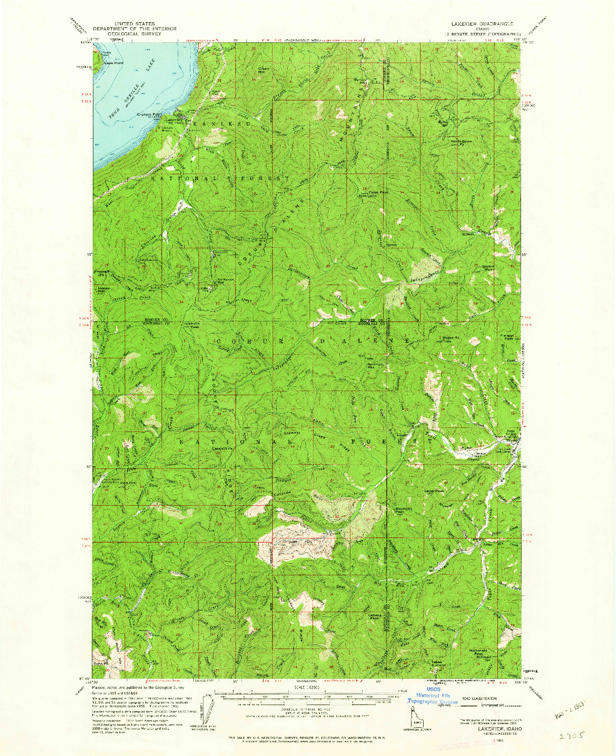 USGS 1:62500-SCALE QUADRANGLE FOR LAKEVIEW, ID 1961
