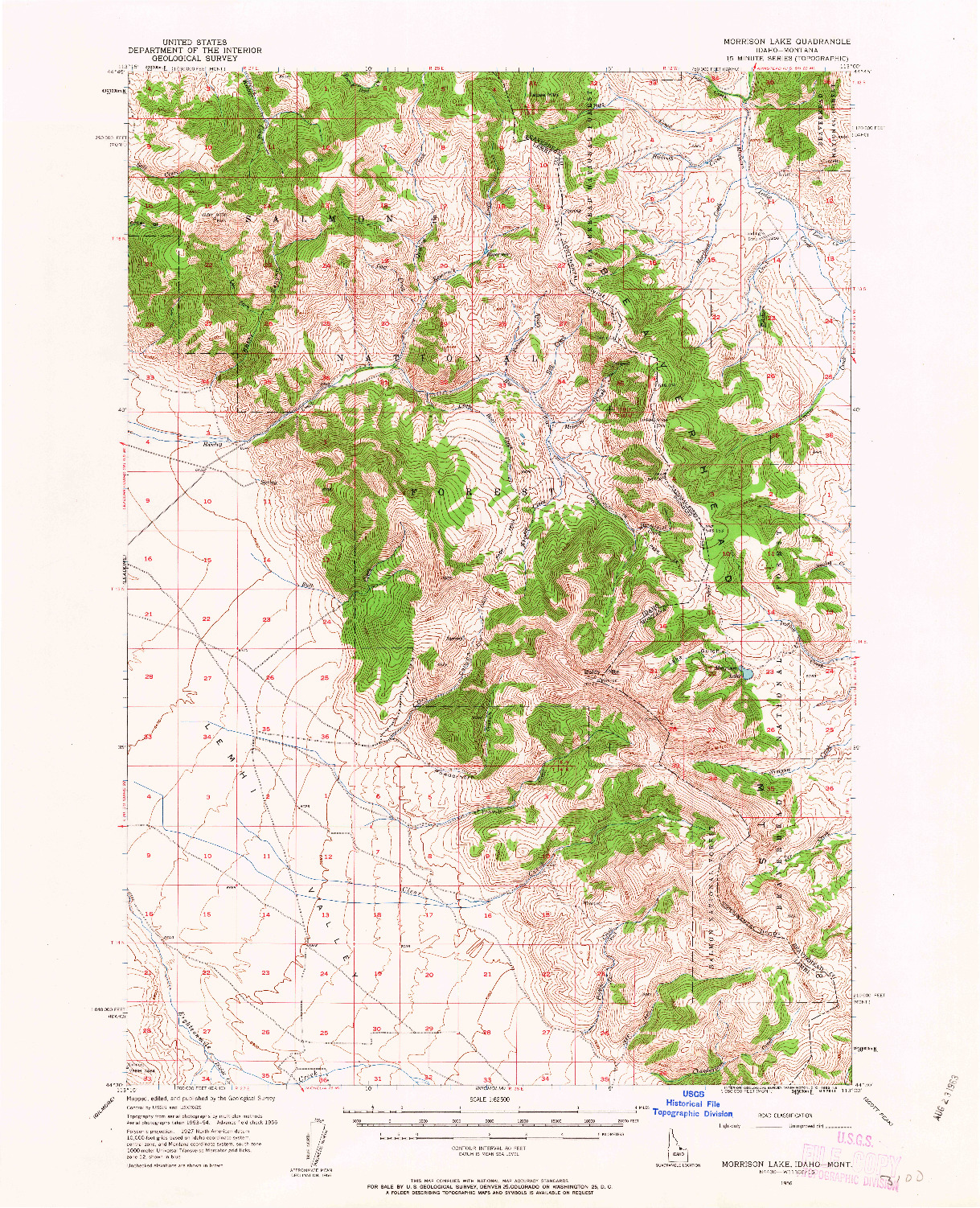 USGS 1:62500-SCALE QUADRANGLE FOR MORRISON LAKE, ID 1956