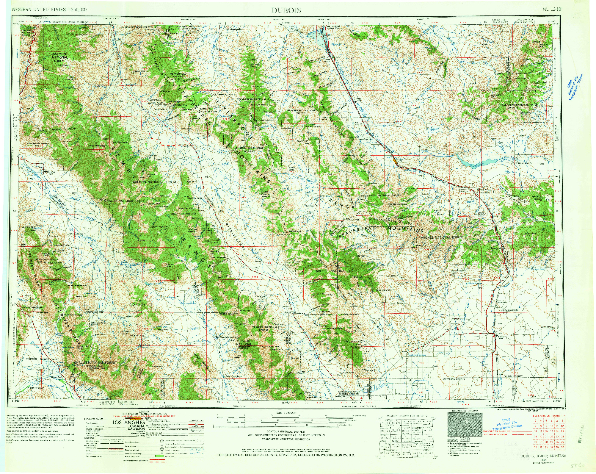 USGS 1:250000-SCALE QUADRANGLE FOR DUBOIS, ID 1955