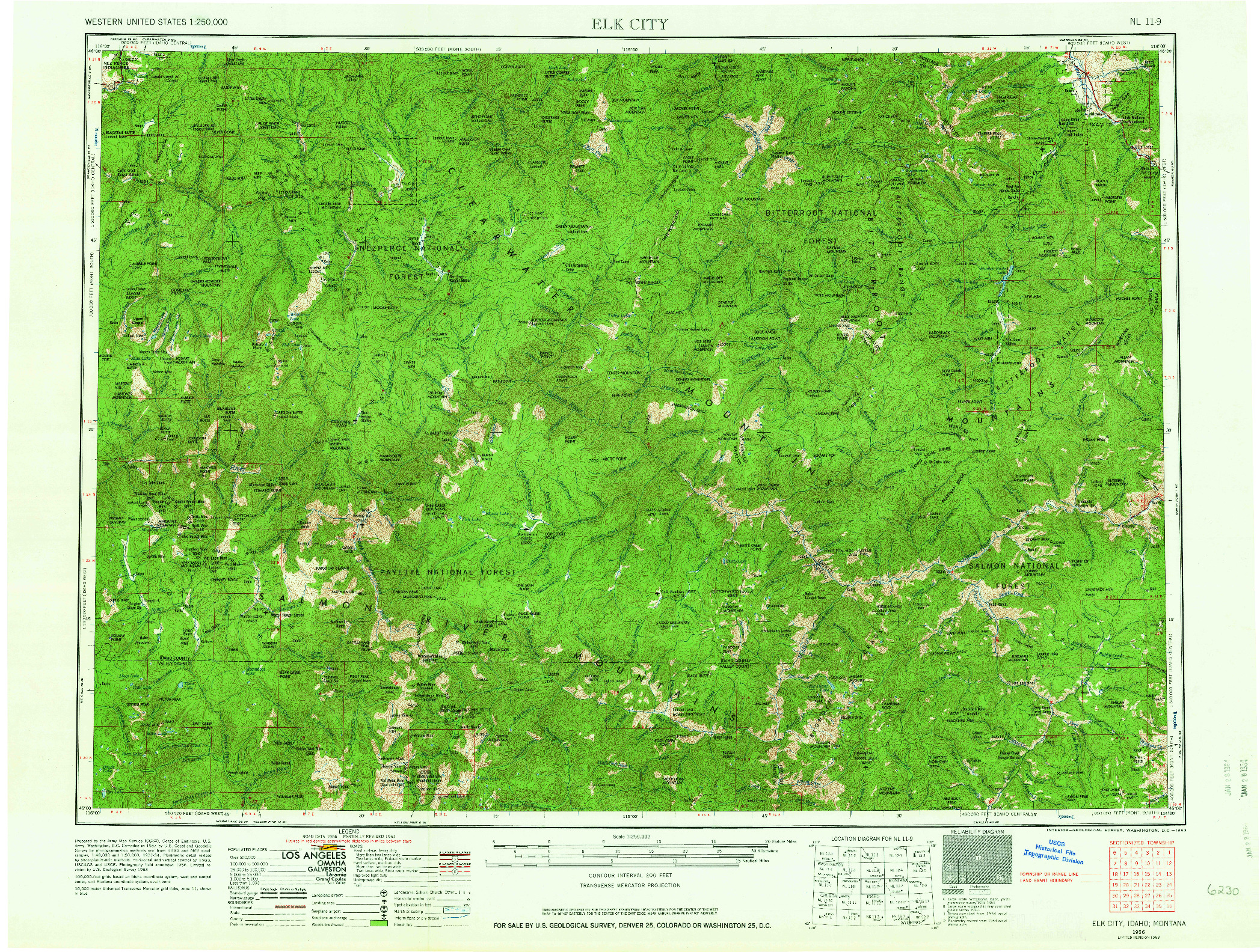 USGS 1:250000-SCALE QUADRANGLE FOR ELK CITY, ID 1956