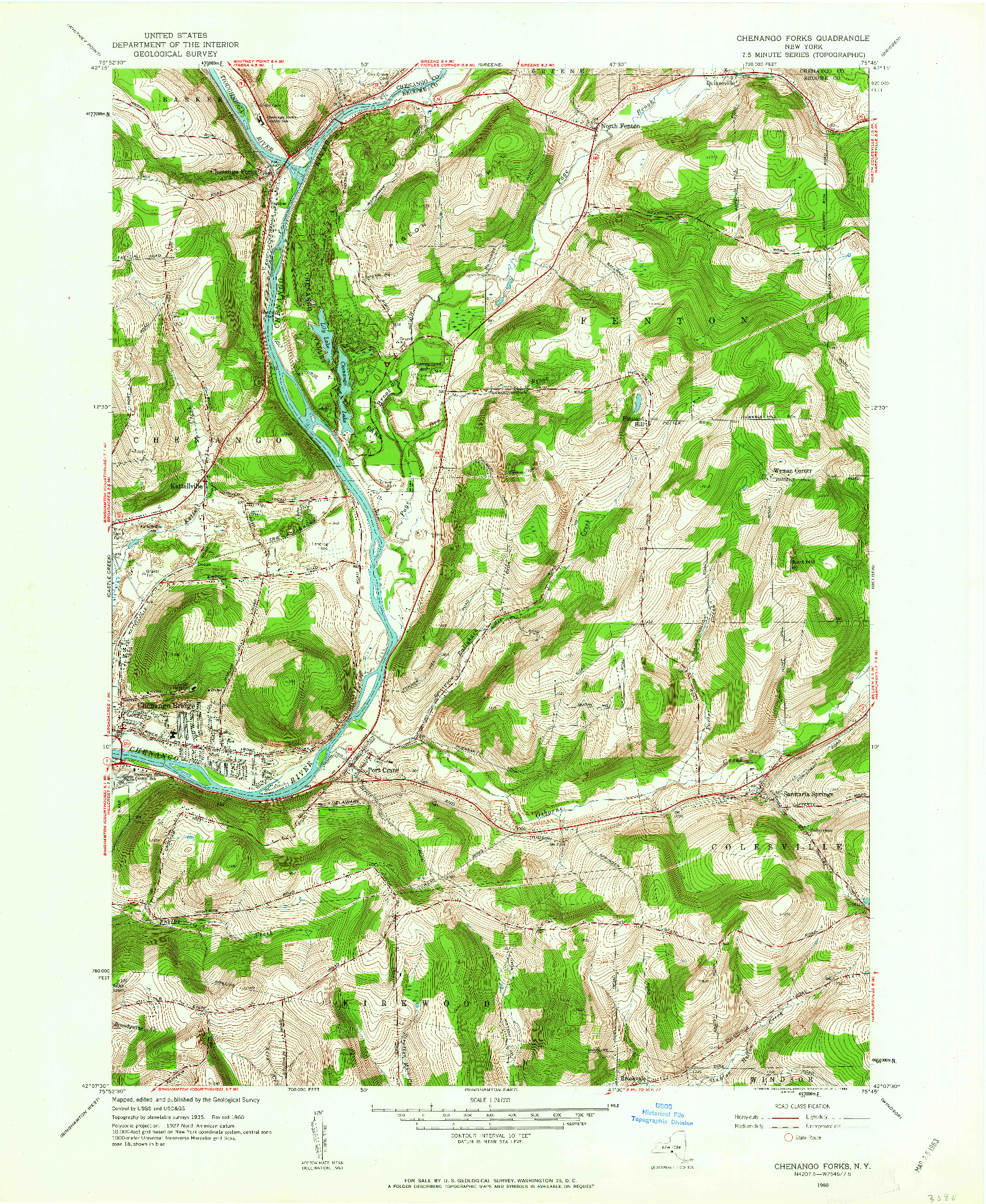 USGS 1:24000-SCALE QUADRANGLE FOR CHENANGO FORKS, NY 1960