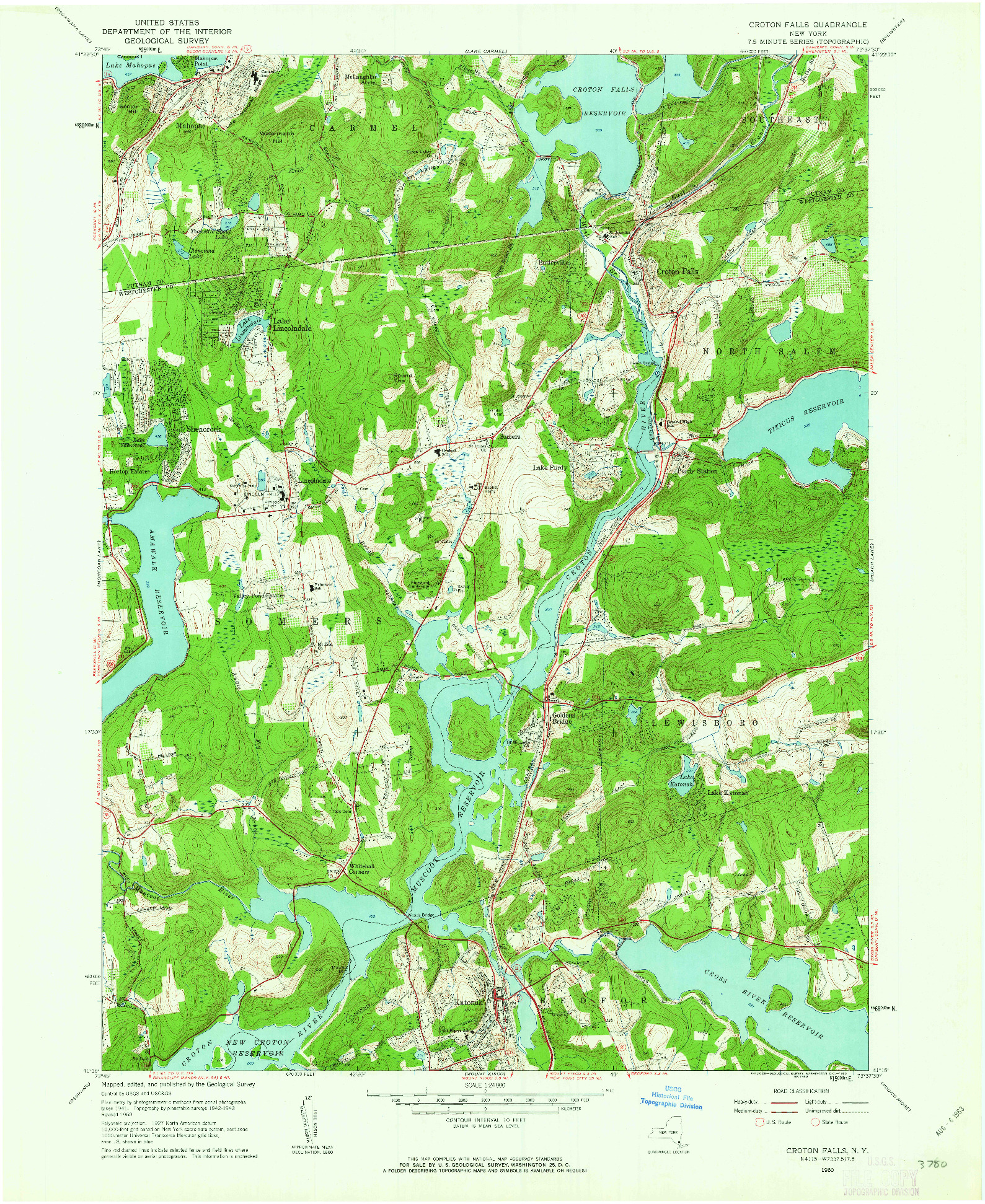 USGS 1:24000-SCALE QUADRANGLE FOR CROTON FALLS, NY 1960