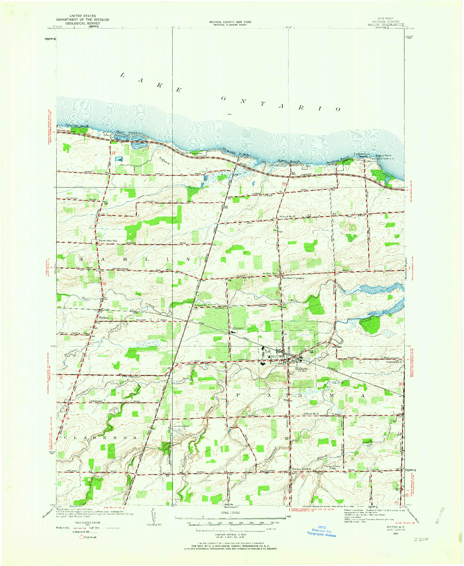 USGS 1:24000-SCALE QUADRANGLE FOR HILTON, NY 1952