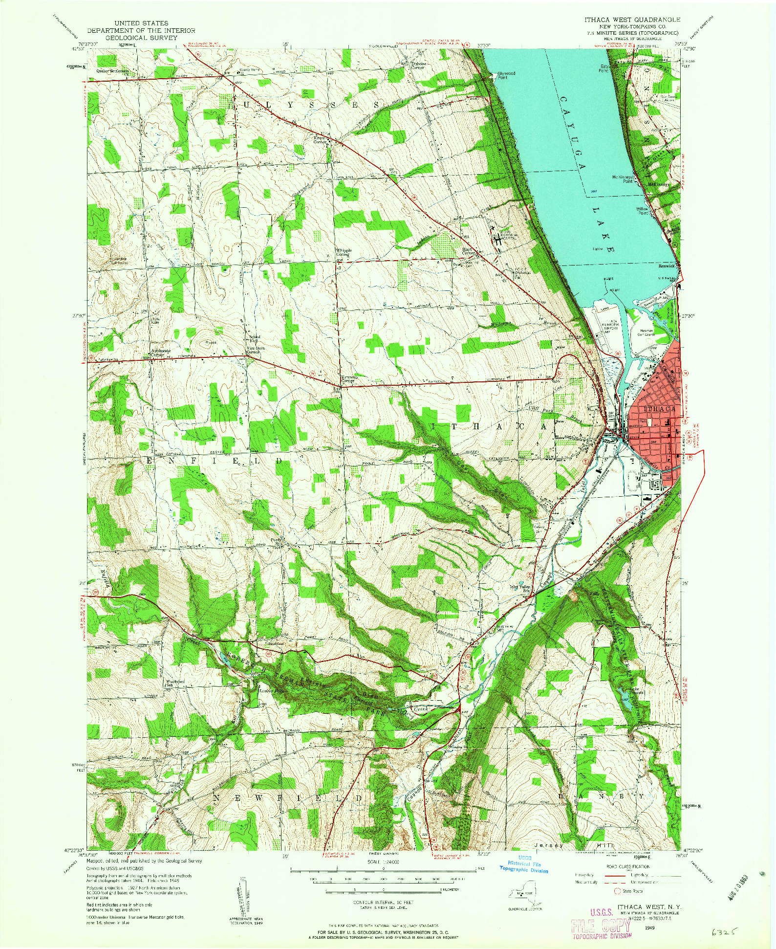 USGS 1:24000-SCALE QUADRANGLE FOR ITHACA WEST, NY 1949