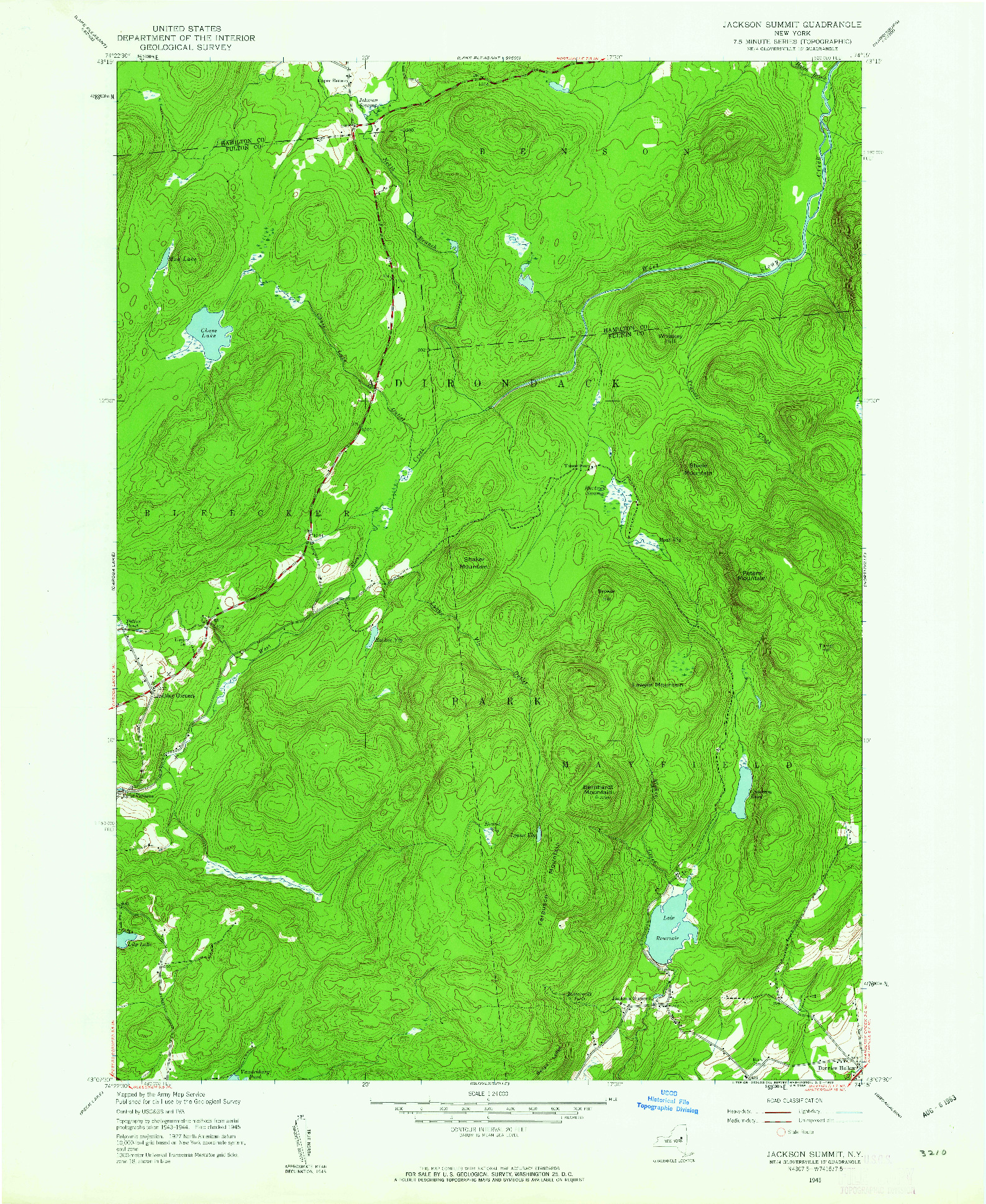 USGS 1:24000-SCALE QUADRANGLE FOR JACKSON SUMMIT, NY 1945