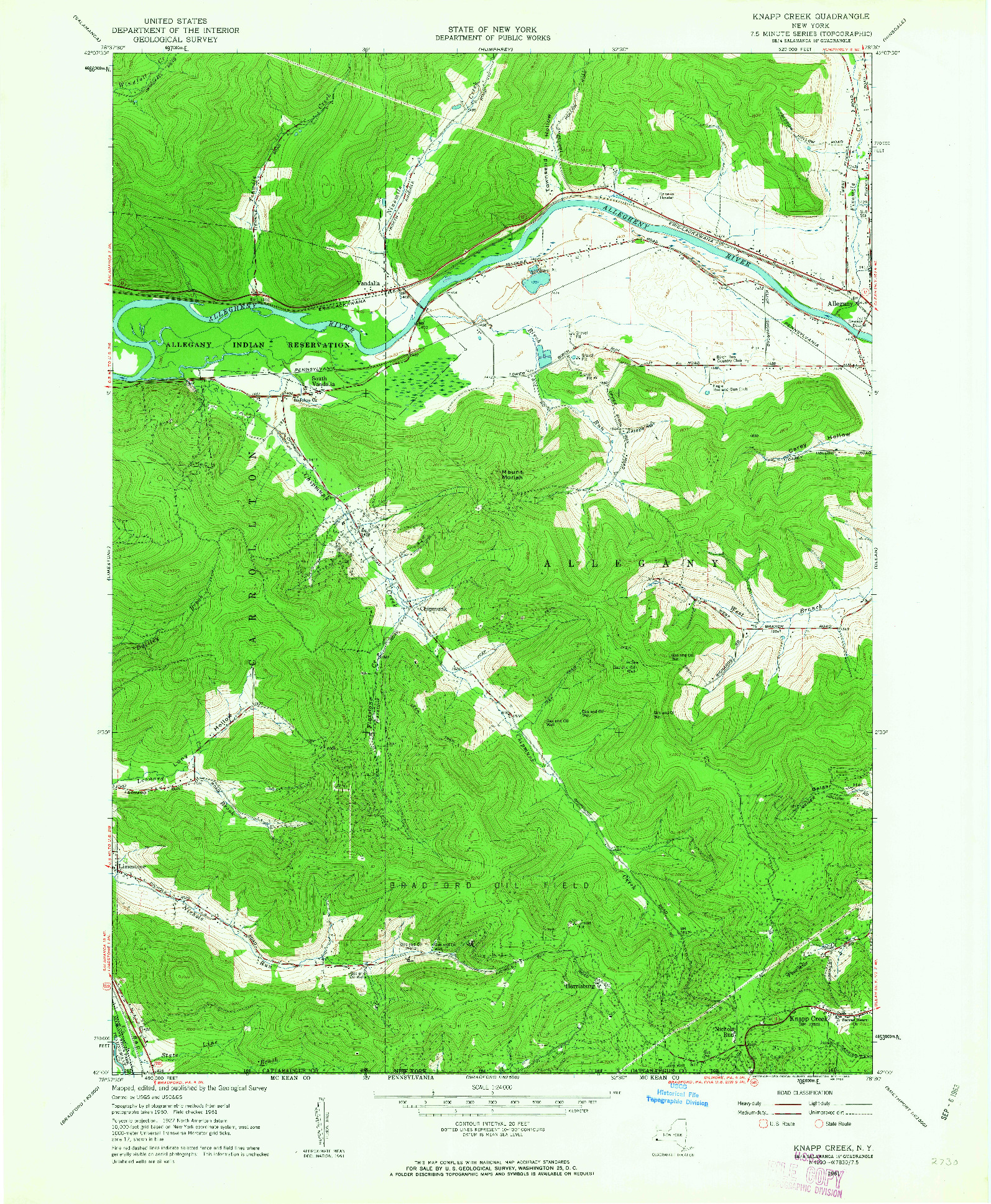 USGS 1:24000-SCALE QUADRANGLE FOR KNAPP CREEK, NY 1961