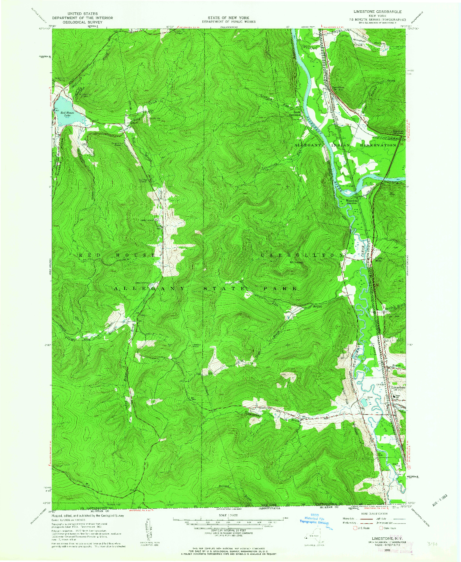 USGS 1:24000-SCALE QUADRANGLE FOR LIMESTONE, NY 1961