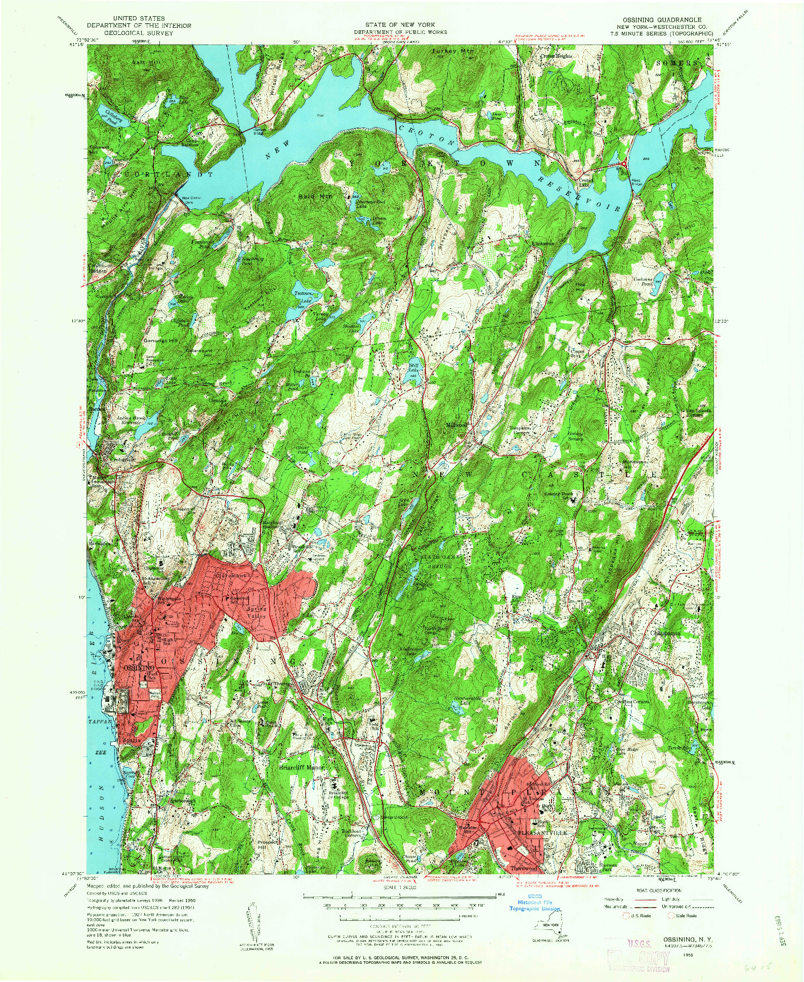 USGS 1:24000-SCALE QUADRANGLE FOR OSSINING, NY 1955