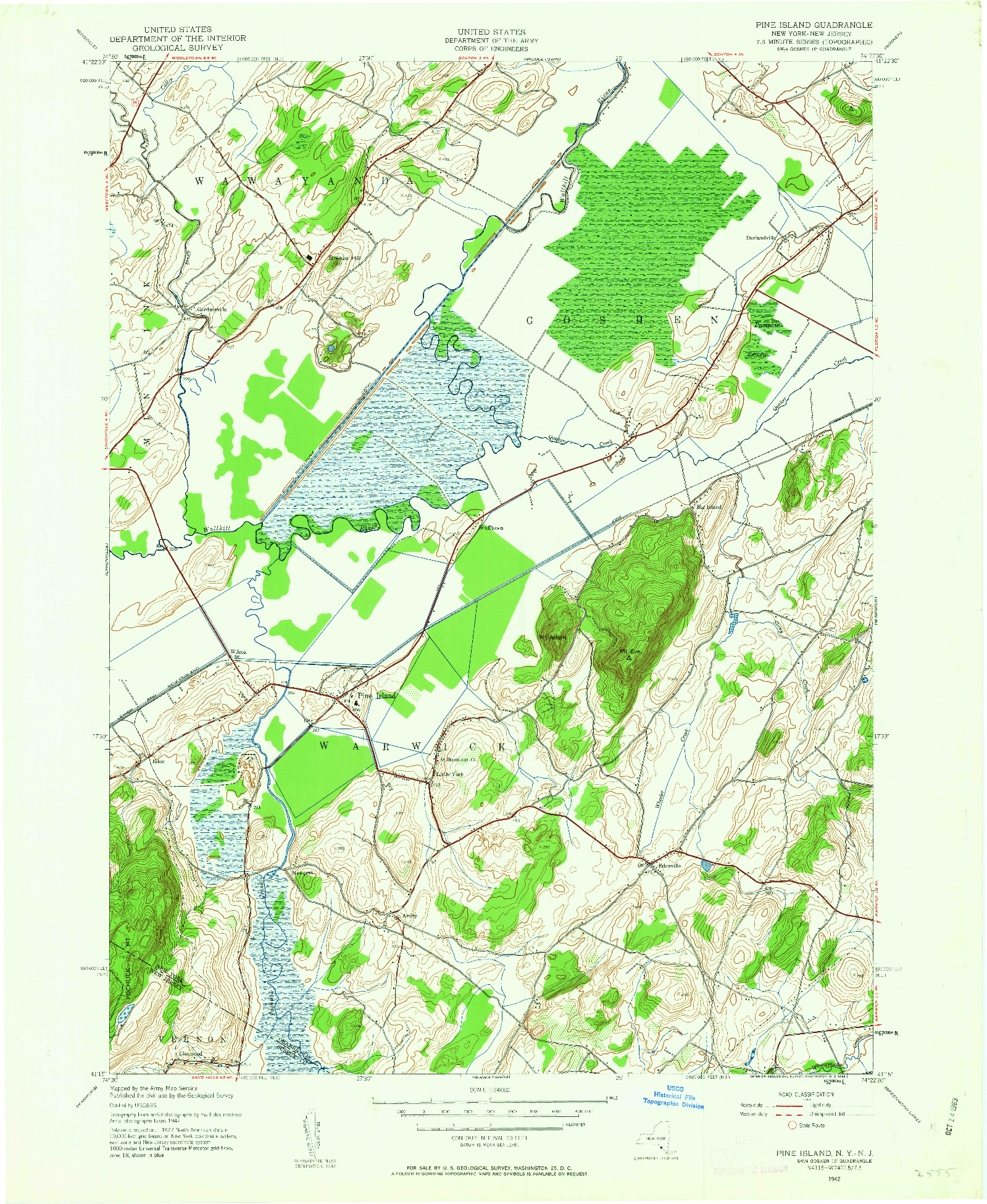 USGS 1:24000-SCALE QUADRANGLE FOR PINE ISLAND, NY 1942