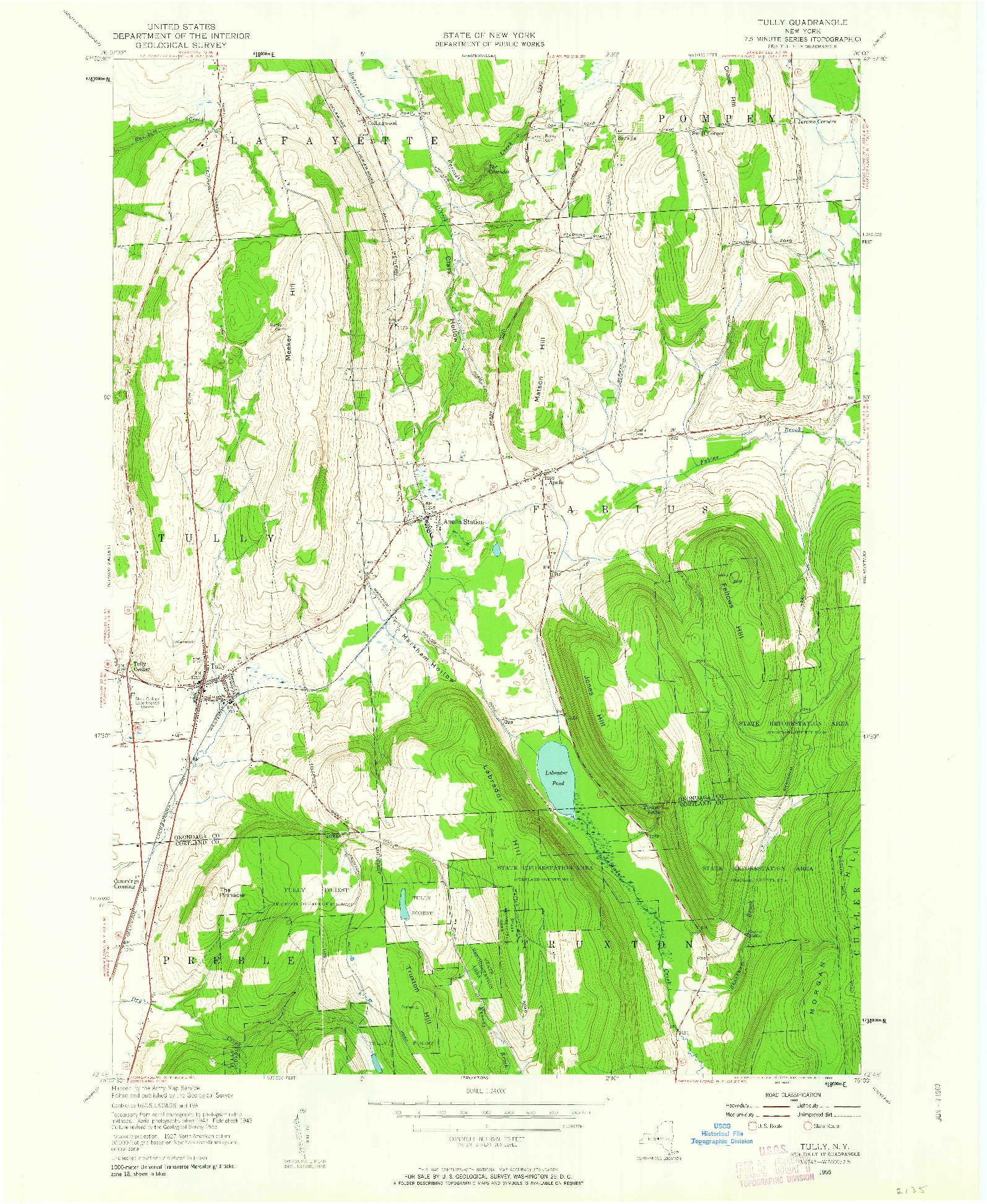 USGS 1:24000-SCALE QUADRANGLE FOR TULLY, NY 1955