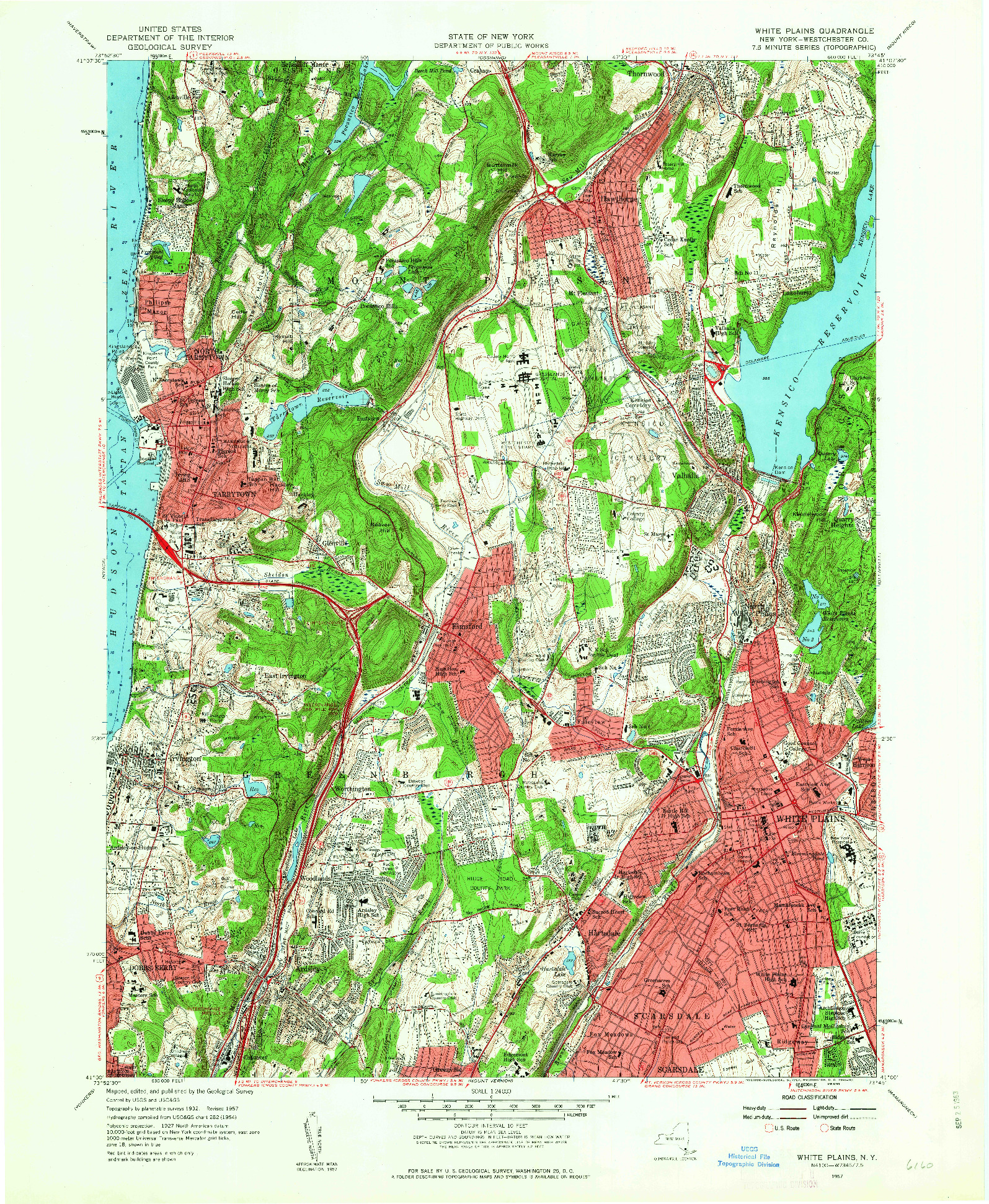 USGS 1:24000-SCALE QUADRANGLE FOR WHITE PLAINS, NY 1957