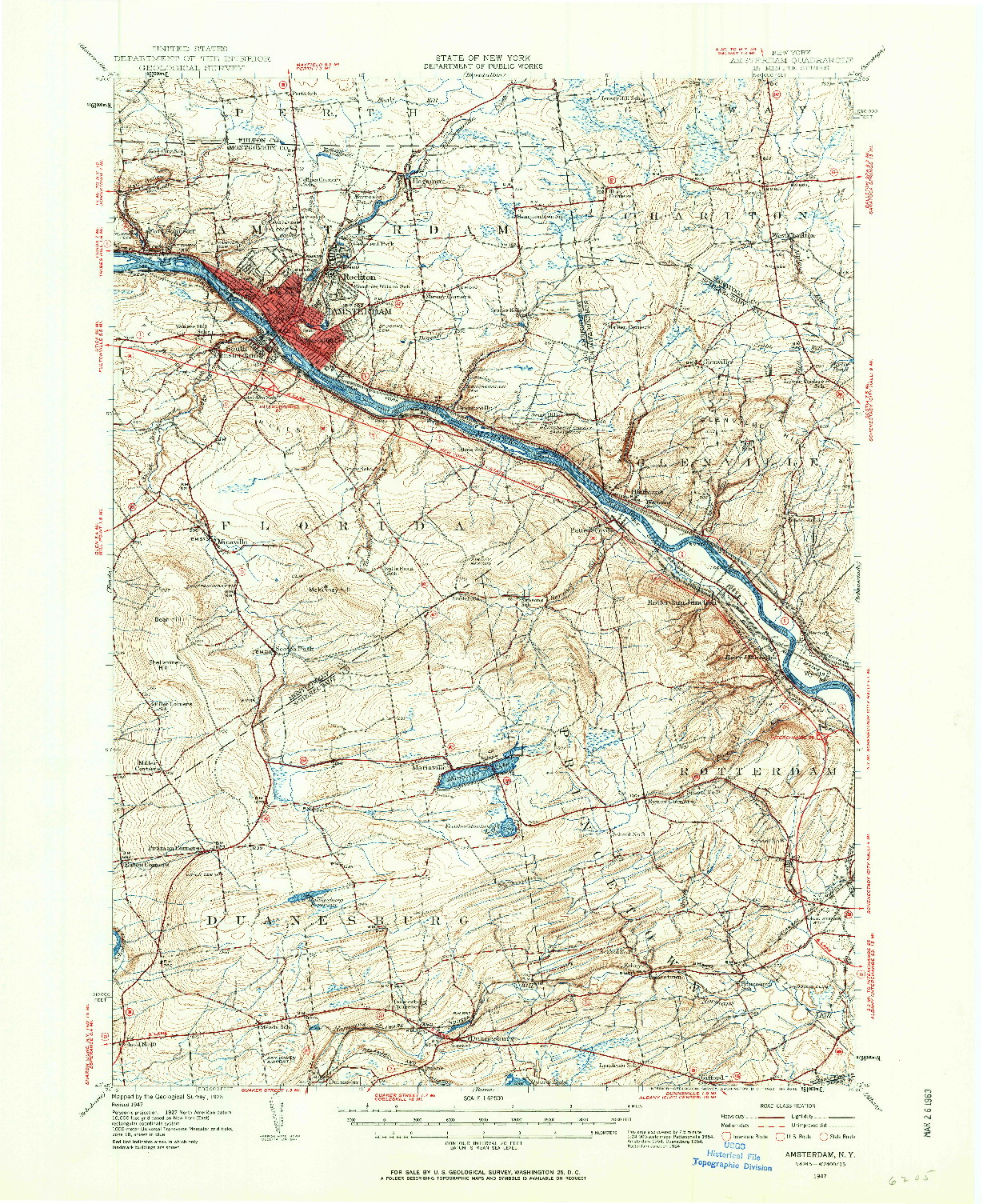 USGS 1:62500-SCALE QUADRANGLE FOR AMSTERDAM, NY 1947