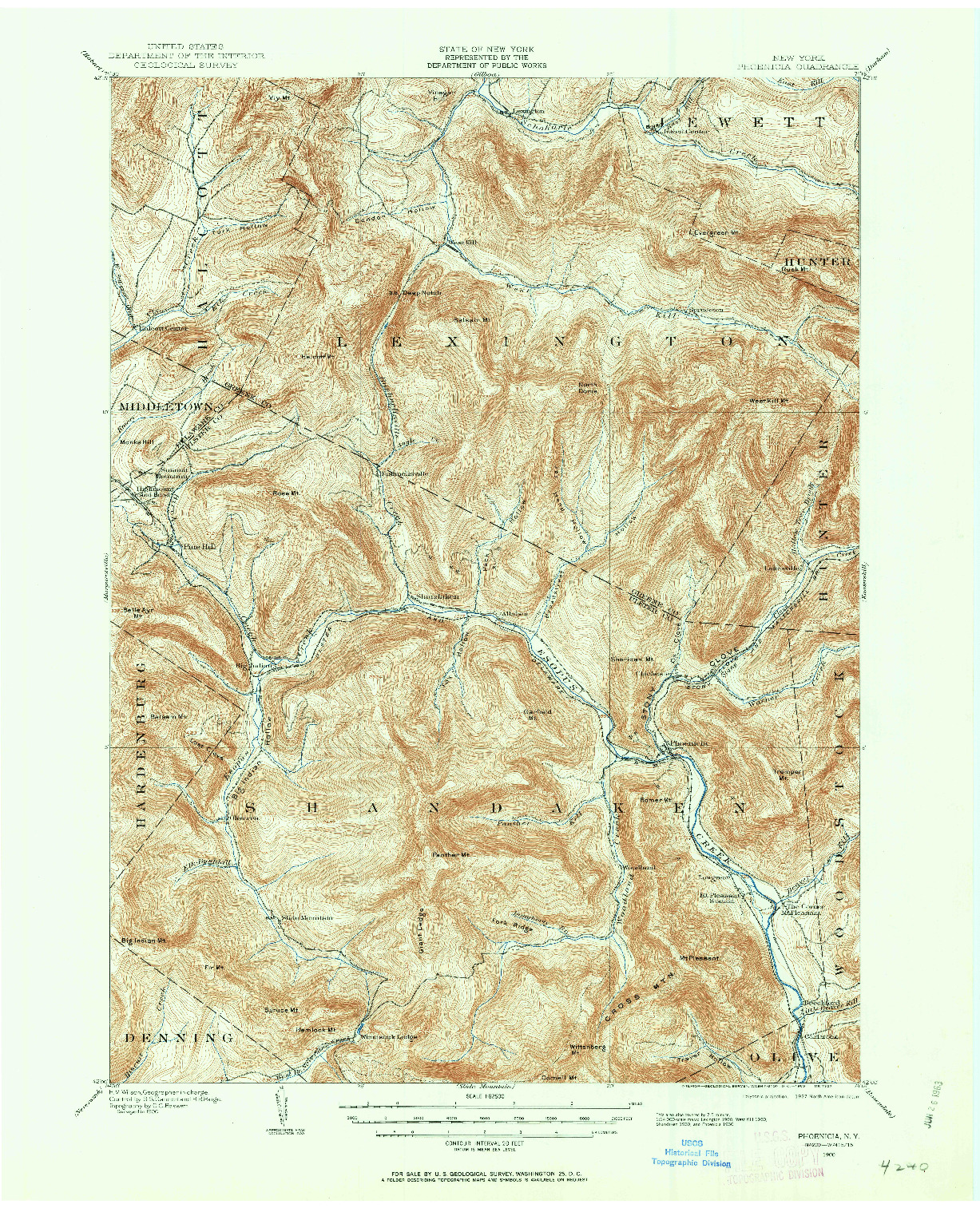 USGS 1:62500-SCALE QUADRANGLE FOR PHOENICIA, NY 1900