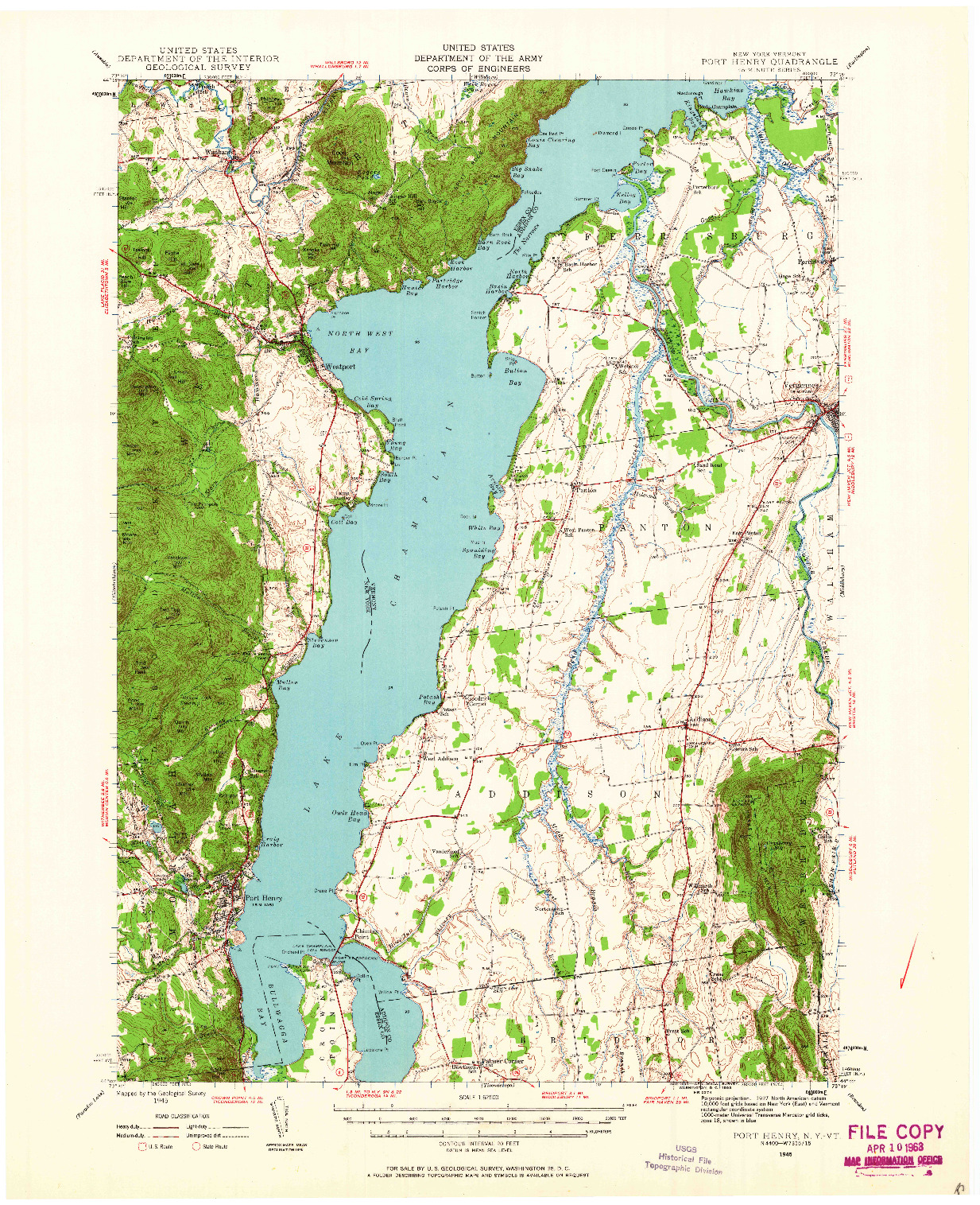 USGS 1:62500-SCALE QUADRANGLE FOR PORT HENRY, NY 1945