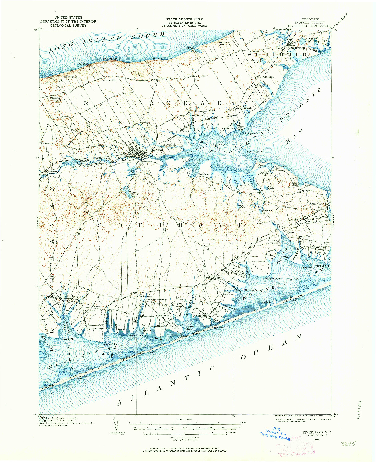 USGS 1:62500-SCALE QUADRANGLE FOR RIVERHEAD, NY 1903